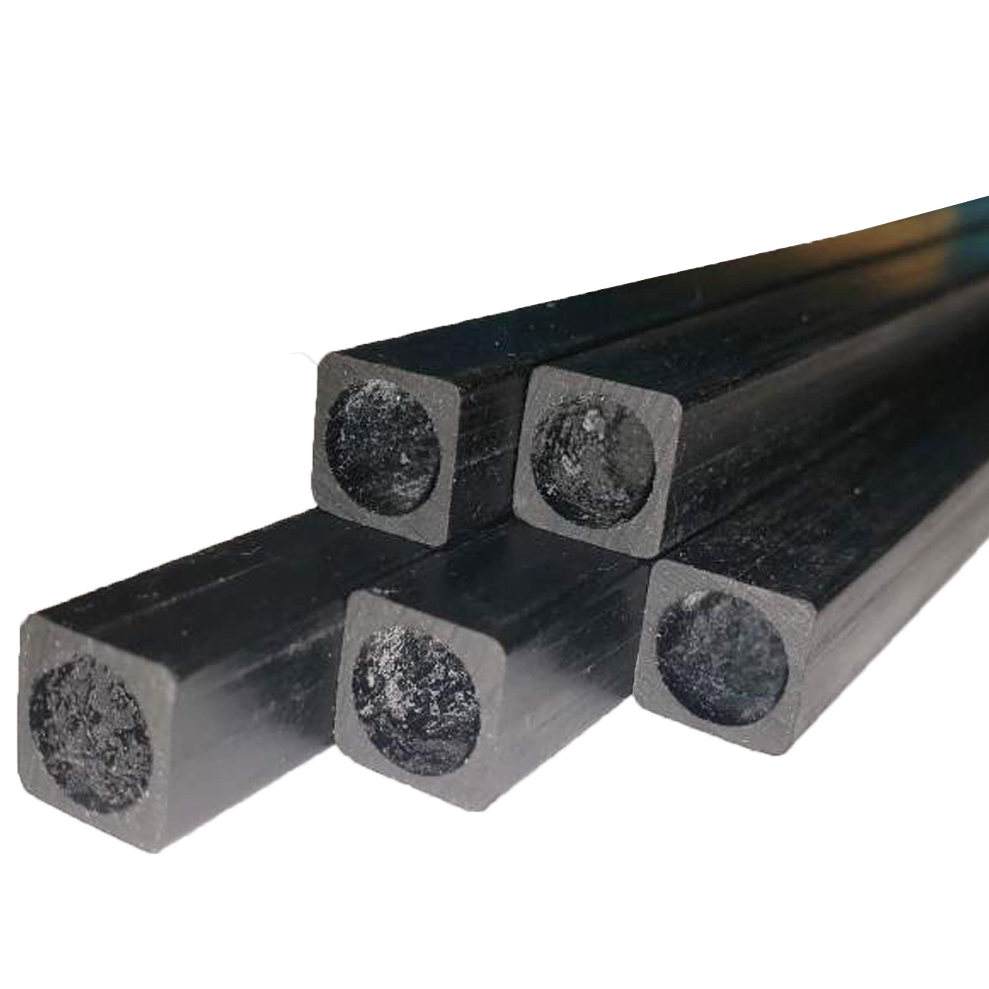 10 Pcs 8mm x 8mm x 1000mm Pultruded Carbon Fiber Square Tubes with Round Center - High Strength Lightweight for RC Hobbies, Drones, DIY Projects, Model Building and Special Engineering Applications