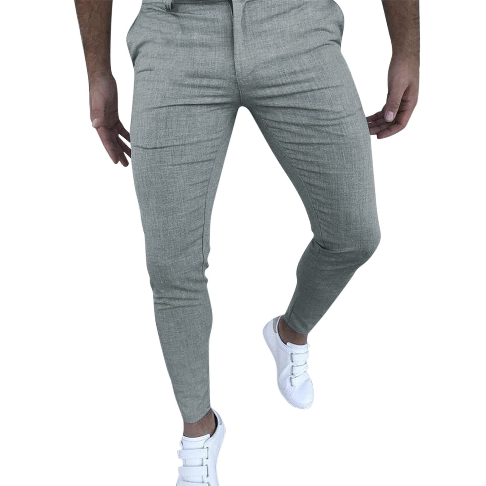 Men's Slim Fit Stretch Dress Pants - Plaid & Solid Color Skinny Business Trousers for Work & Office | Flat Front, Comfortable Stretch Fabric for Professional & Casual Wear
