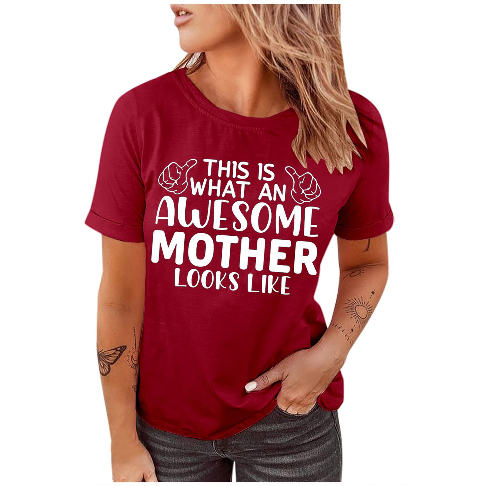 Women's Funny Cute Crewneck T-Shirts - Summer Casual Short Sleeve Loose Fit Blouses & Tops | Perfect for Everyday Wear, Weekend Outings & Beach Vacations