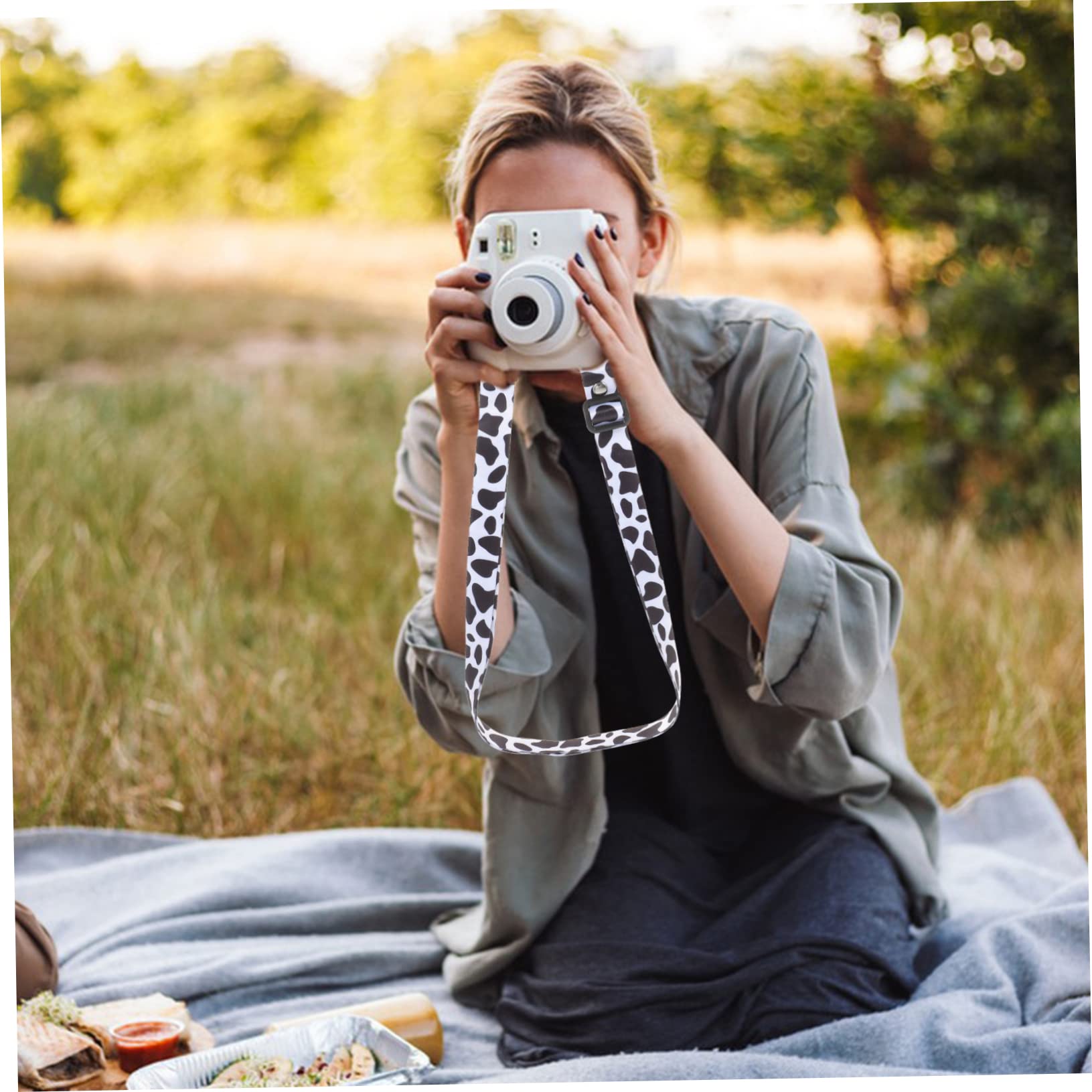 OSALADI Camera Strap Sling - Adjustable Hand Grip for Instant/Mini Cameras - Photography Accessories with Mini Stickers & Film Decals - Perfect for Travel, Street Photography & Vlogging (Polyester, Dessert Color)