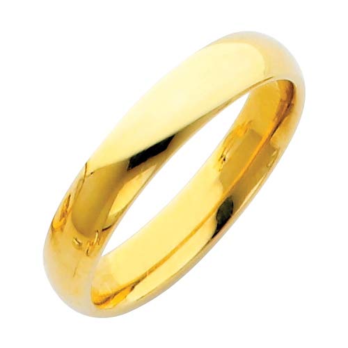 14K Yellow Gold 4mm Comfort Fit Wedding Band Ring for Women - Size 4-12 (10,10.5,11,11.5,12,4,4.5,5,5.5,6,6.5,7,7.5,8,8.5,9,9.5) - Elegant Jewelry Gift for Anniversary, Engagement & Everyday Wear