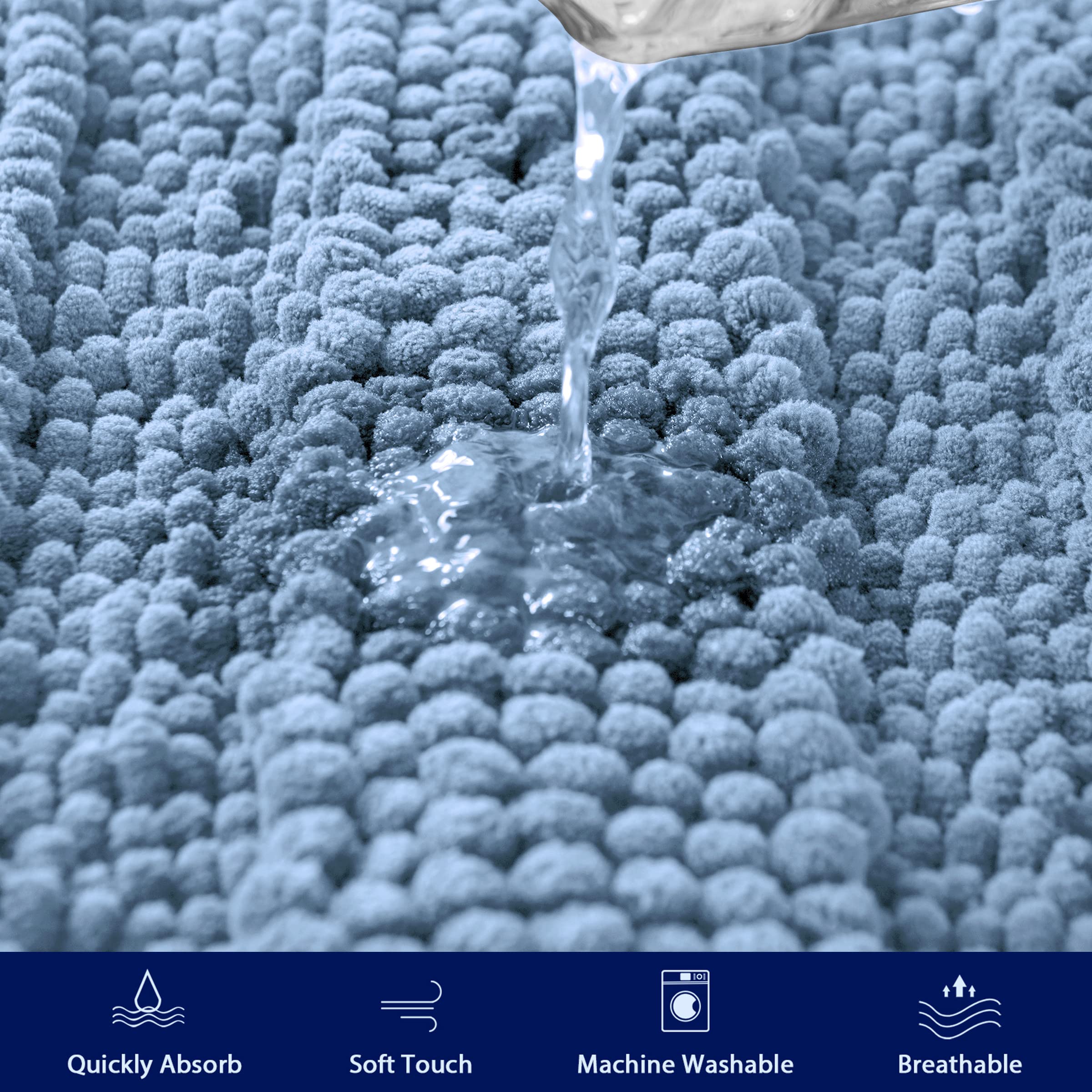 SUBRTEX Chenille Bath Rug - Soft, Plush Striped Bath Mat with Quick Dry & Water Absorbent Technology, Machine Washable (Light Purple, 18