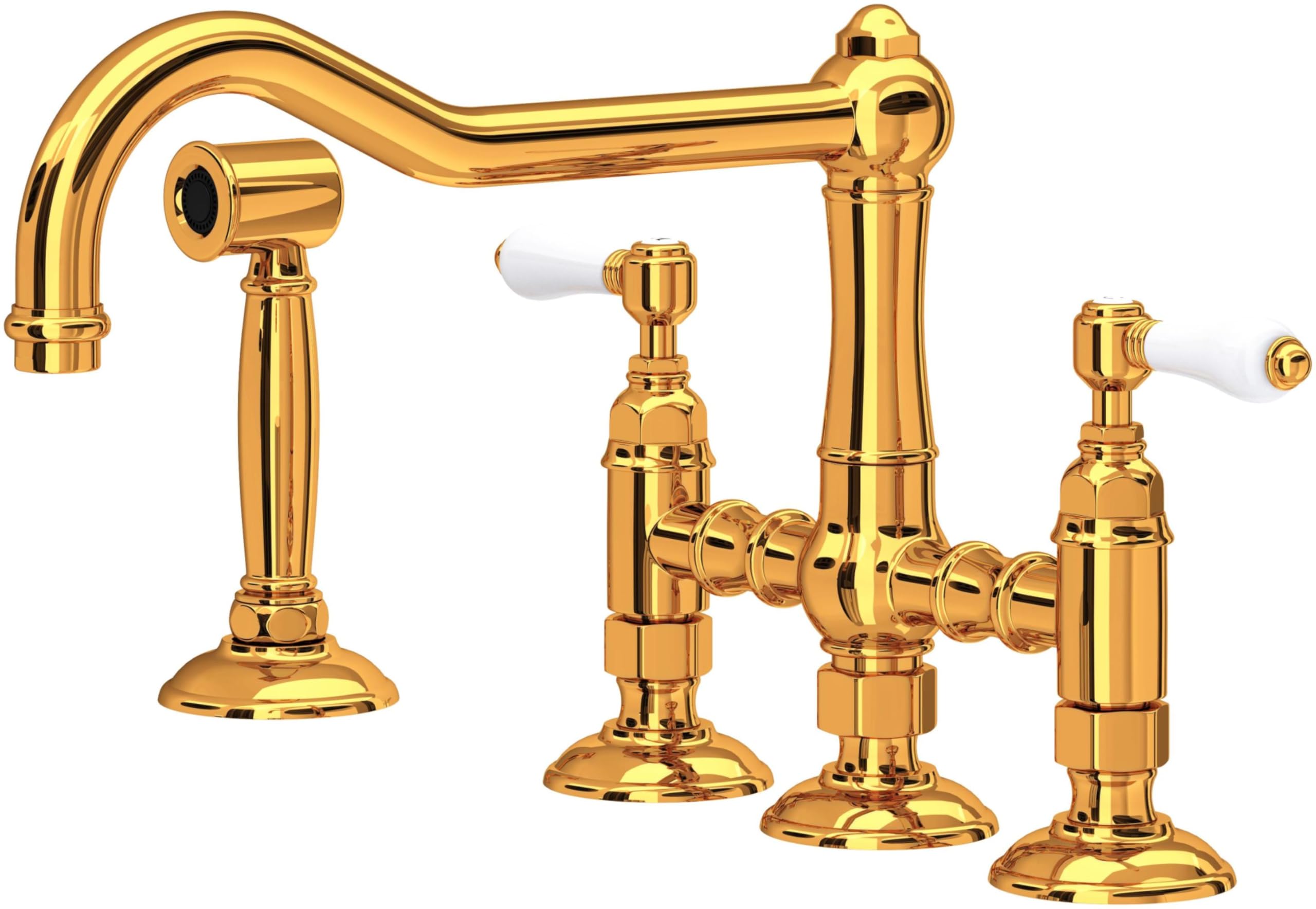 ROHL A1458LPWSIB-2 Italian Brass Kitchen Faucet - Modern Pull-Down Sprayer for Sink, Perfect for Home Kitchen & Commercial Use
