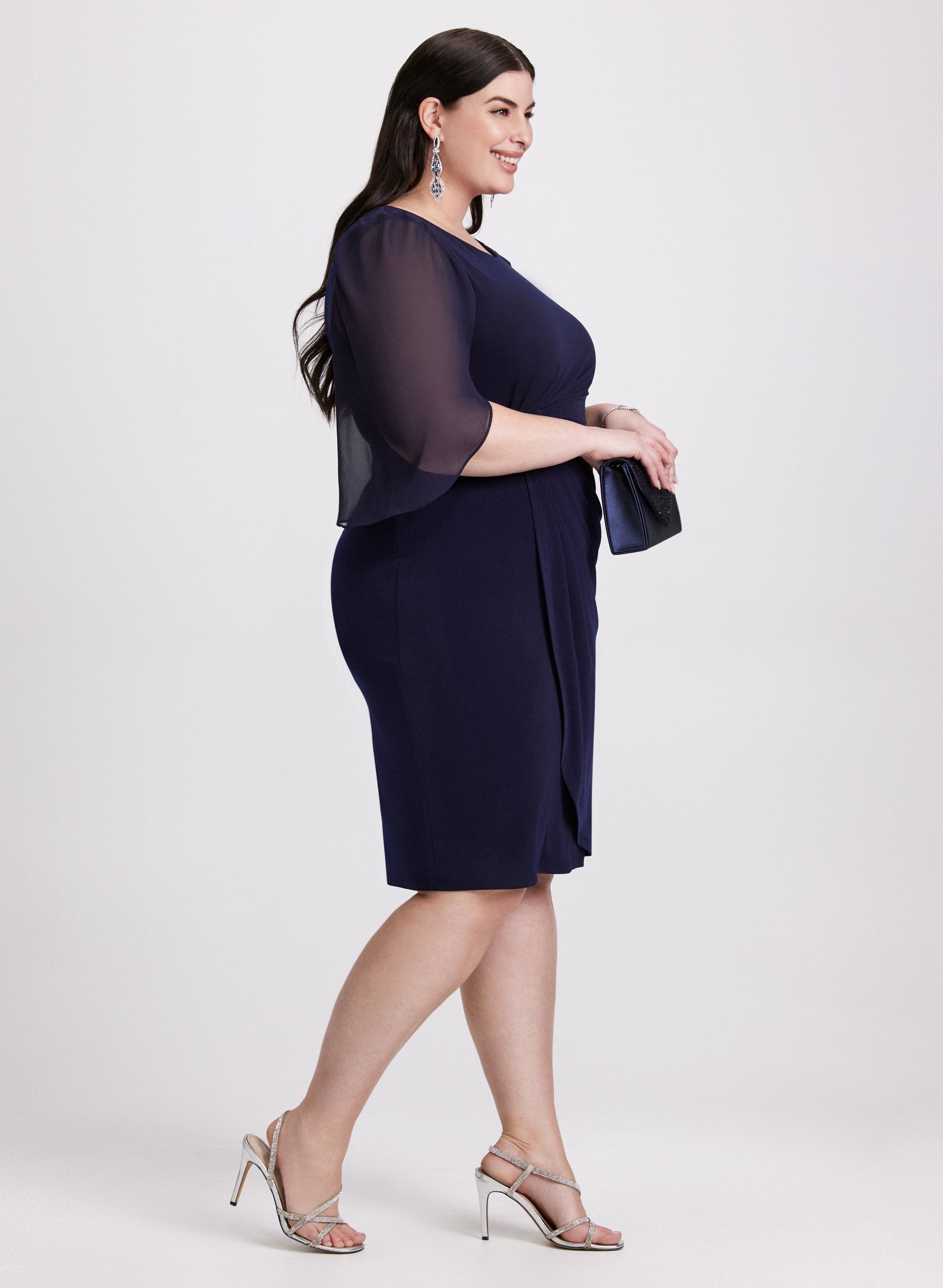 Elegant Chiffon Sleeve Dress for Women - Flowy Summer Party & Wedding Guest Outfit - Perfect for Beach Vacations, Date Nights & Special Occasions