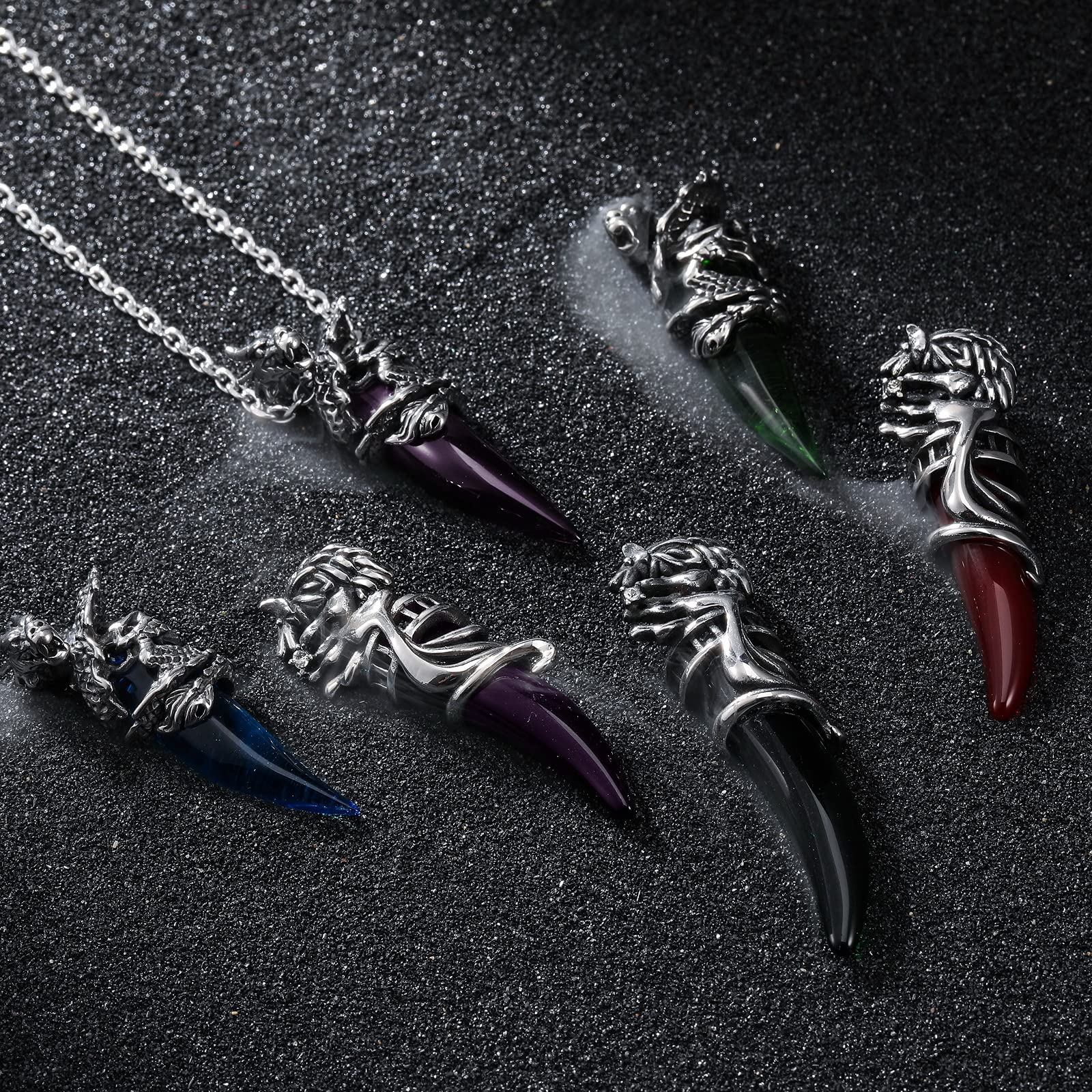 Dragon Wolf Tooth Pendant Necklace for Men & Women - Stainless Steel Jewelry Gift with Chain for Outdoor & Casual Wear
