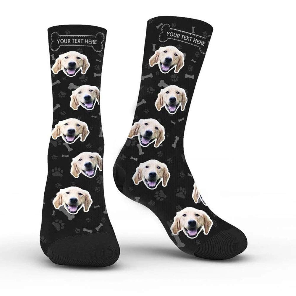 Custom Personalized Dog Face Socks with Name & Photo - Funny Colorful Crew Socks for Men & Women | Perfect Gift for Pet Lovers, Birthday & Christmas Presents