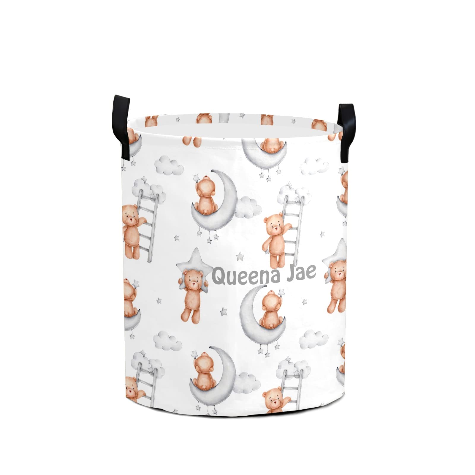 Teddy Bear Moon & Stars Storage Bin - Waterproof Oxford Fabric Laundry Hamper, Toy Organizer & Nursery Clothes Basket - Perfect for Baby Room, Bedroom Storage & Gift Baskets
