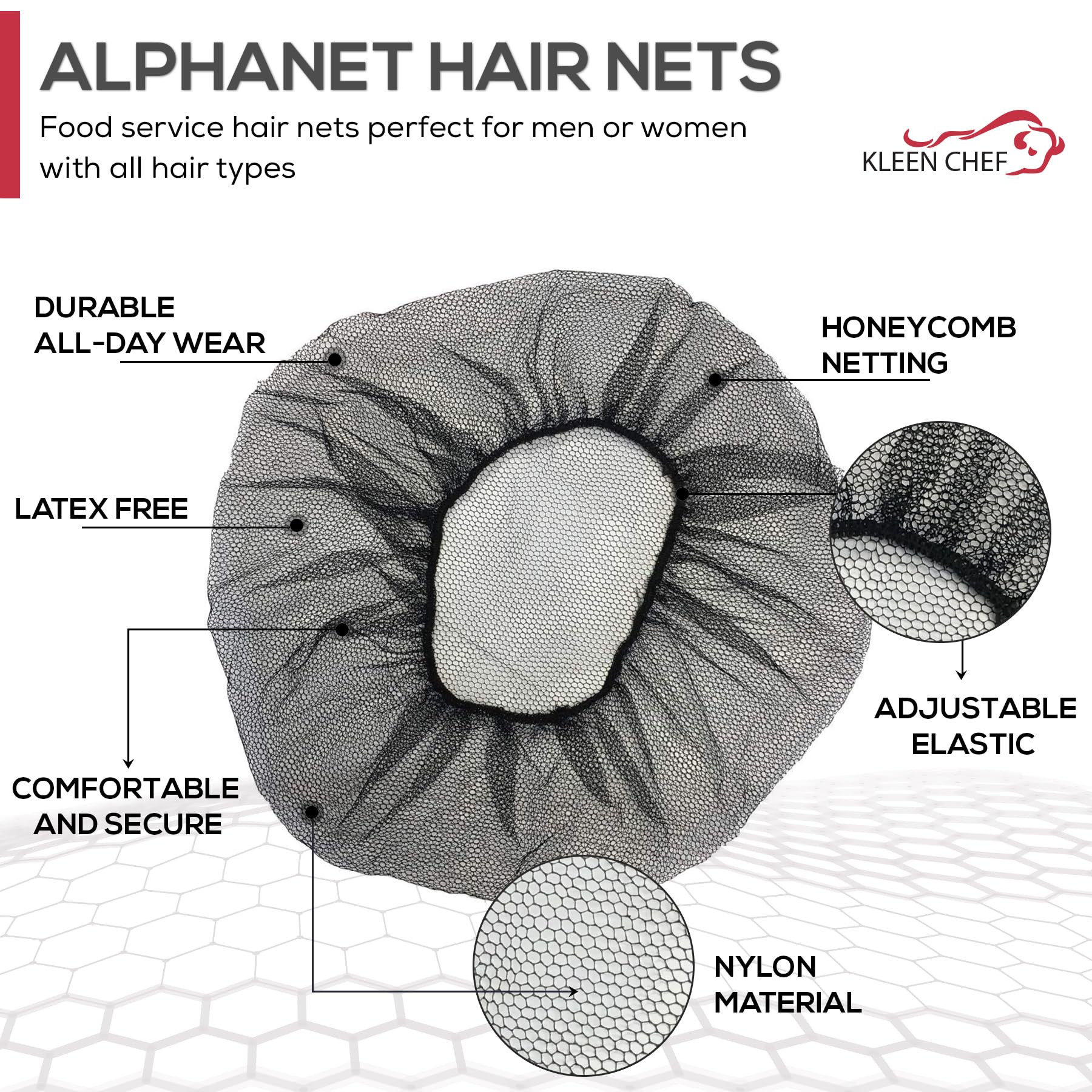 400 PCS Black Nylon Honeycomb Hair Nets - 24 Inch Elastic Food Service Hair Covers for Restaurants, Ballet Buns, Sleeping, Wigs & Spray Tans (Bulk Pack) - Ideal for Food Safety, Salon & Beauty Applications