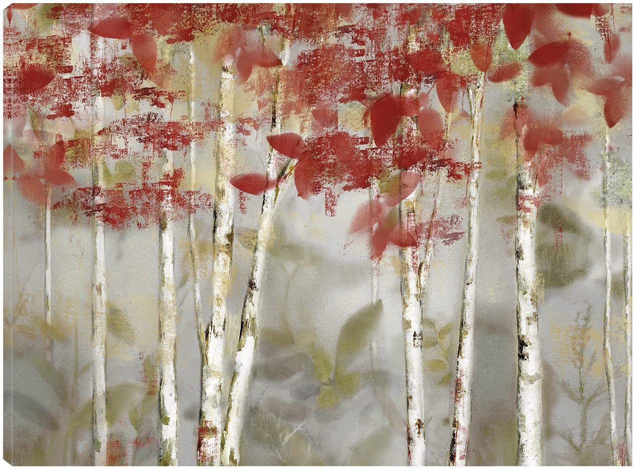 Autumn Forest Canvas Wall Art - 32x24 Inch Large Fine Art Painting for Bedroom & Living Room Decor - Handmade by Artist Nan - Perfect for Home, Office & Gift Giving