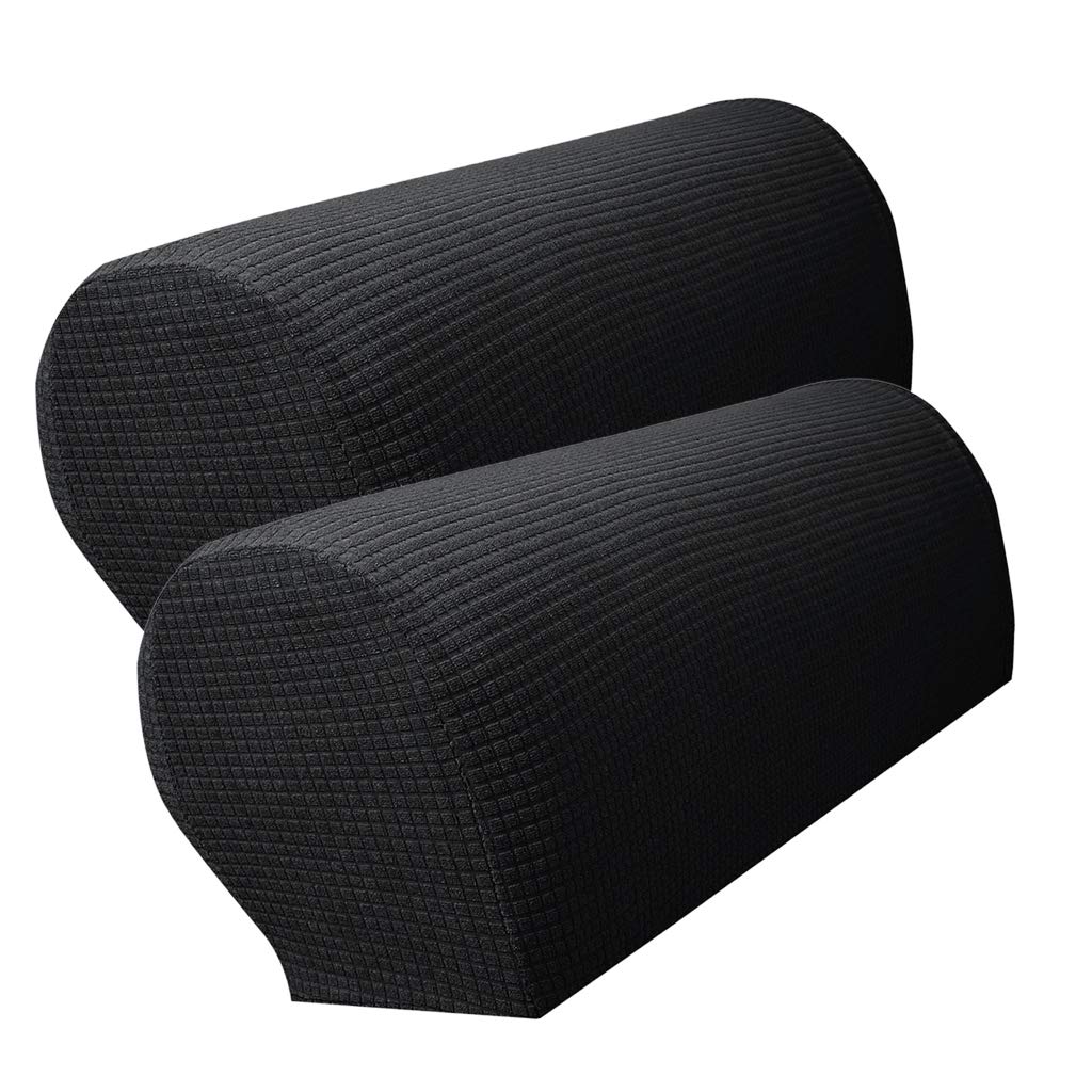 Baoblaze 2-Pack Waterproof Flannel Sofa Armrest Covers - Black | Protects Furniture from Stains & Wear | Perfect for Living Room, Office, and Pet-Friendly Homes