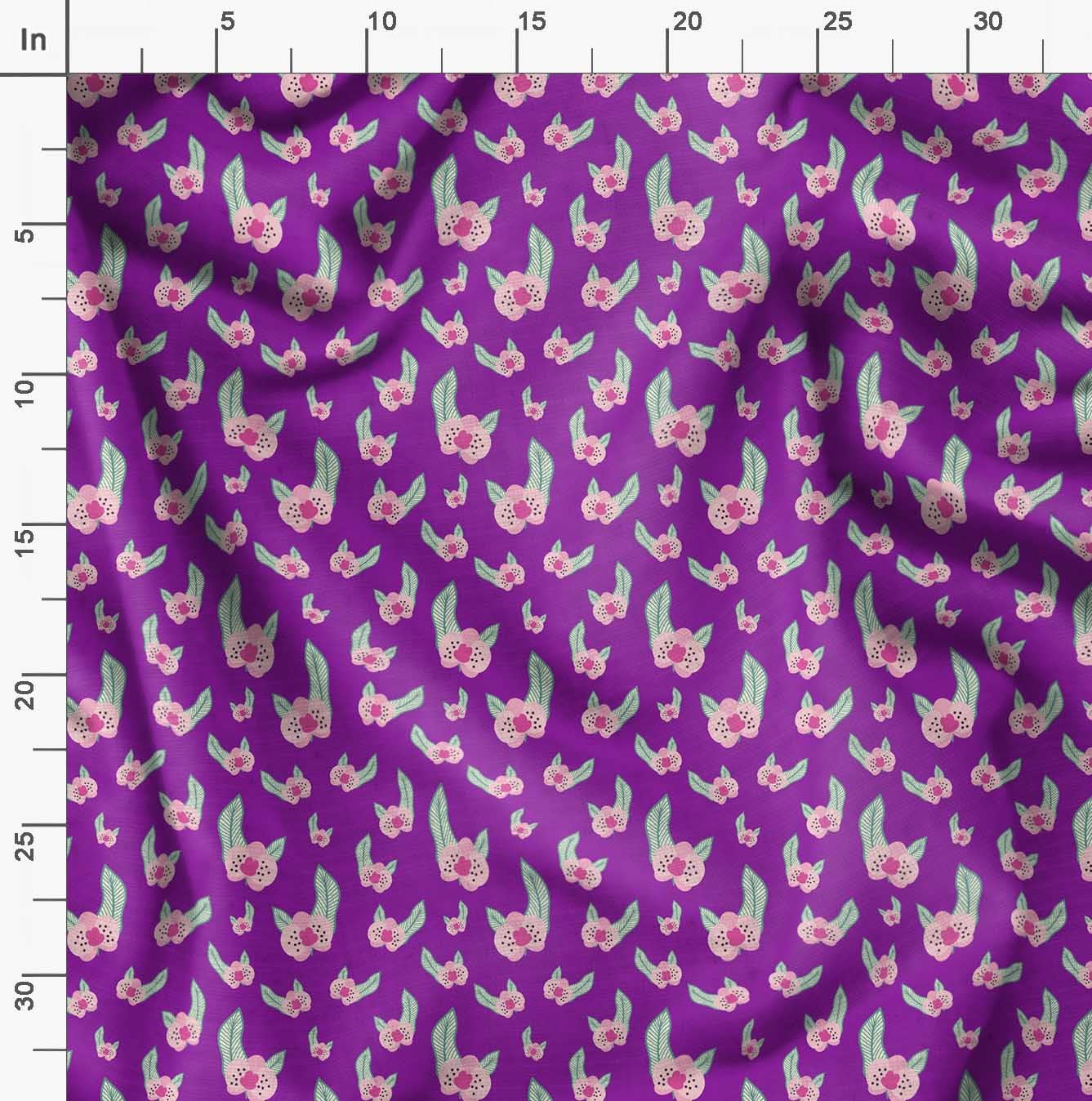 Soimoi Moss Georgette Purple Fabric by The Yard - 42 Inch Wide Printed Fabric with Artistic Leaf & Floral Design for DIY Fashion, Home Decor, and Craft Projects - Elegant Draping Material for Dresses, Curtains, and Scarf Making