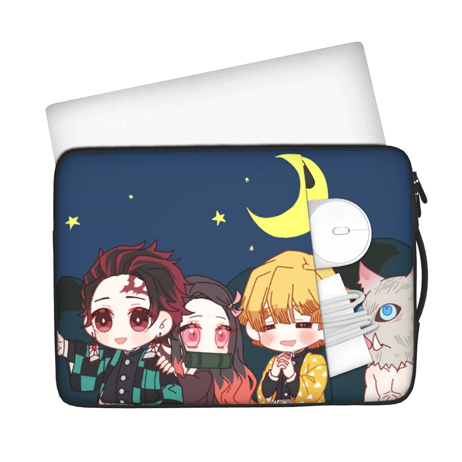 Demon Slayer Anime Laptop Sleeve 13-15.6 Inch - Protective Case for MacBook Air, Surface, HP, Samsung, Acer, Asus Chromebook - Lightweight & Durable - Perfect for School, Work & Travel