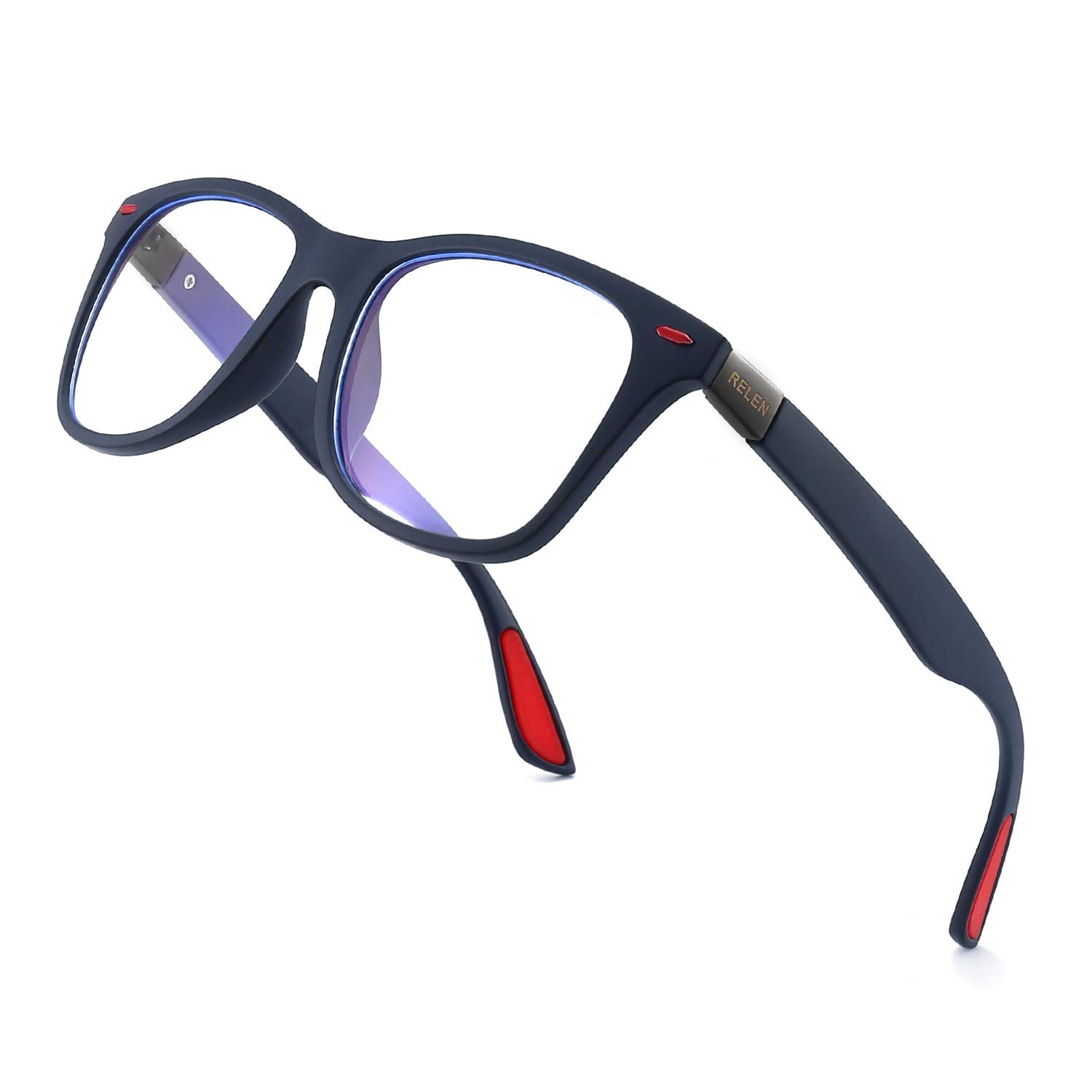RELEN Unisex Blue Light Blocking Glasses - Anti Blue Ray Computer & Gaming Eyewear in Square Frame (Blue/Black) | Reduce Eye Strain for Work, Gaming & Screen Time