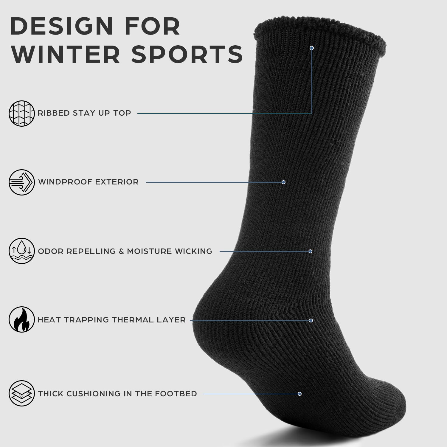 DG Hill Winter Thermal Socks for Men & Women - Insulated Warm Socks for Cold Weather, Snow & Outdoor Activities - Thick Heated Socks for Hiking, Skiing & Winter Sports
