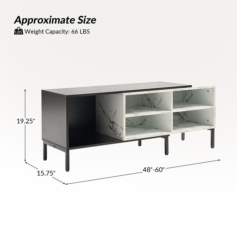Nuria Expandable TV Stand with LED Strip Lights - Modern Entertainment Center for 55-75 Inch TVs - Perfect for Living Room, Bedroom & Home Theater Setup