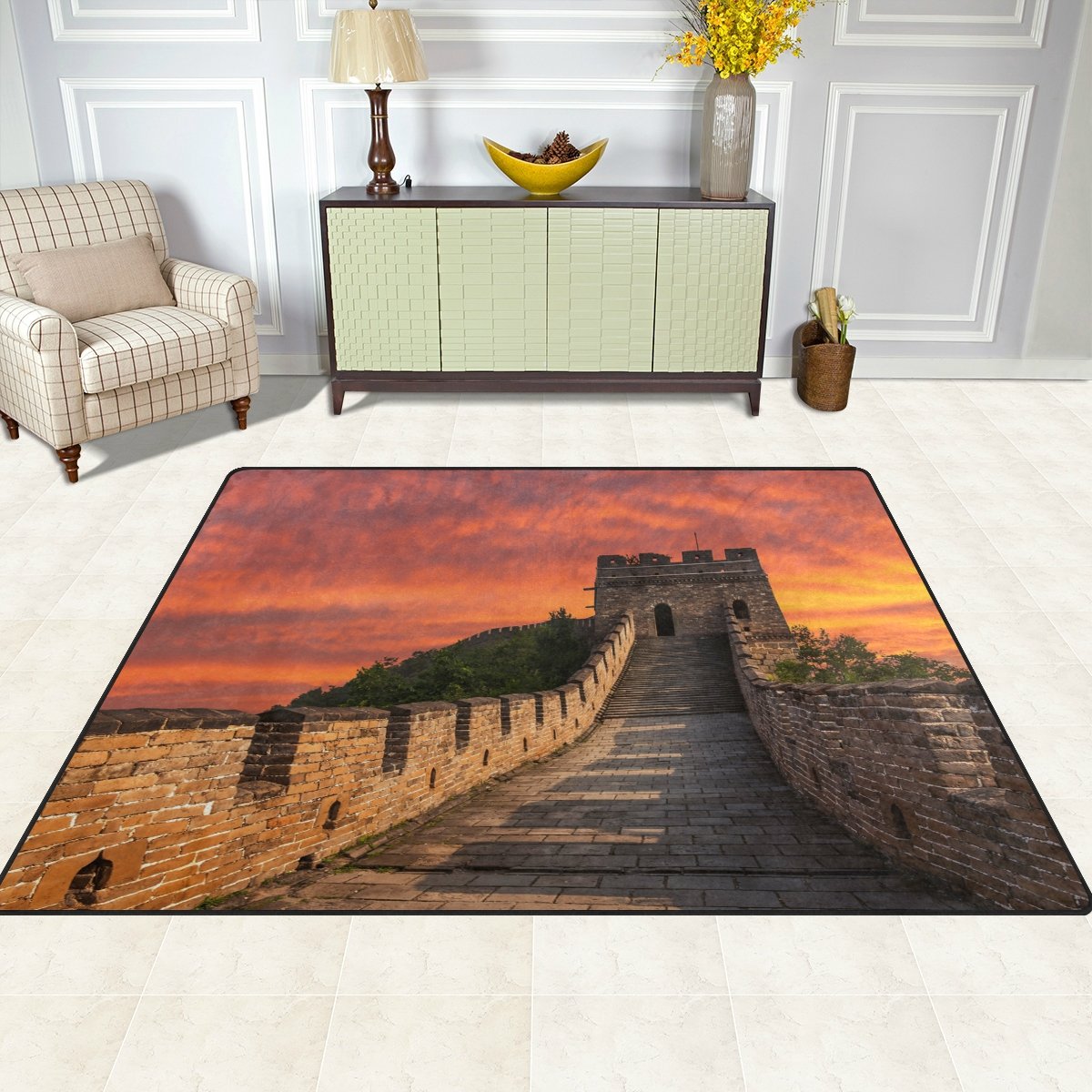ALAZA Sunset Chinese Great Wall of China Area Rug - 5'3