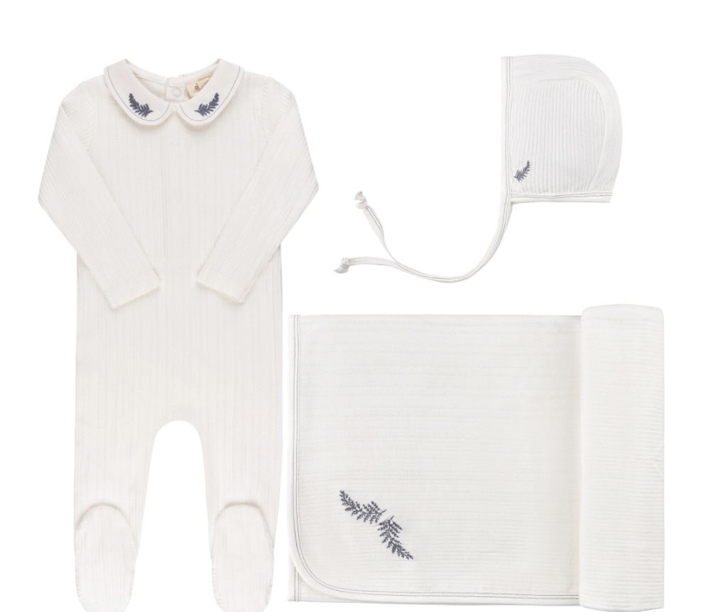 ELY & CO Embroidered Collar 3-Piece Baby Gift Set for Newborns (1M, 6M) - Perfect for Christening, Photo Shoots & Special Occasions