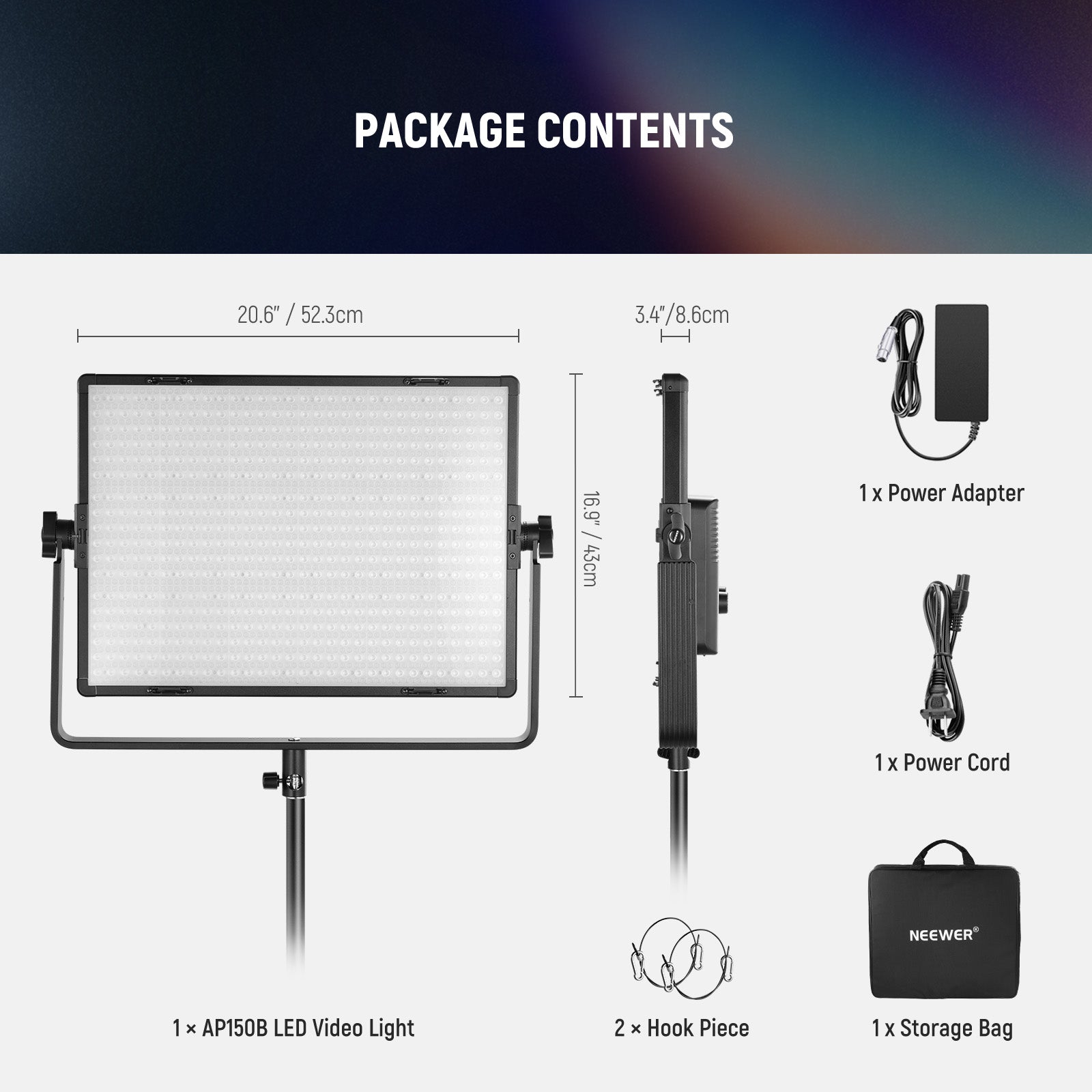 NEEWER AP150B 150W Bi-Color LED Video Light Panel - Professional Studio Lighting for Photography, Videography & YouTube Content Creation
