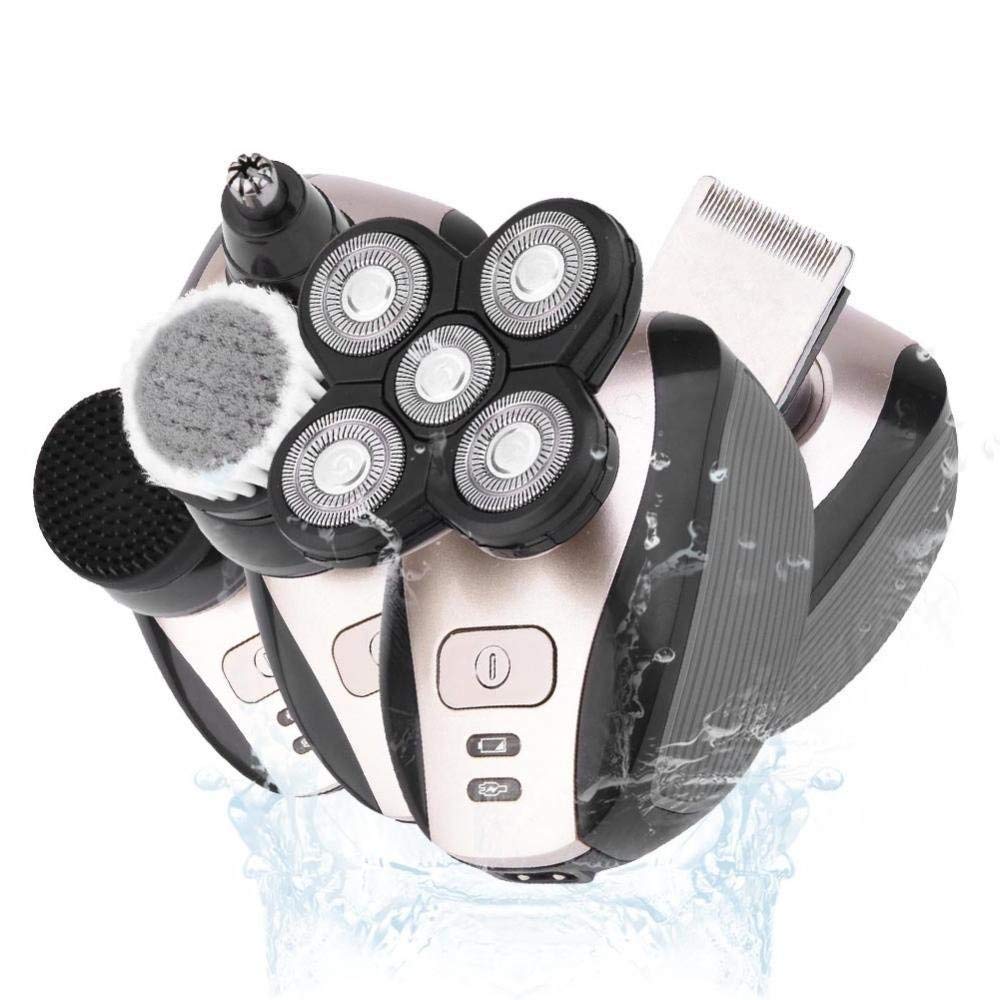 5 in 1 Rechargeable Electric Shaver for Men - Waterproof Head & Body Grooming Kit with Trimmer & Nose Hair Clipper - Perfect for Travel, Gym & Daily Grooming Routine