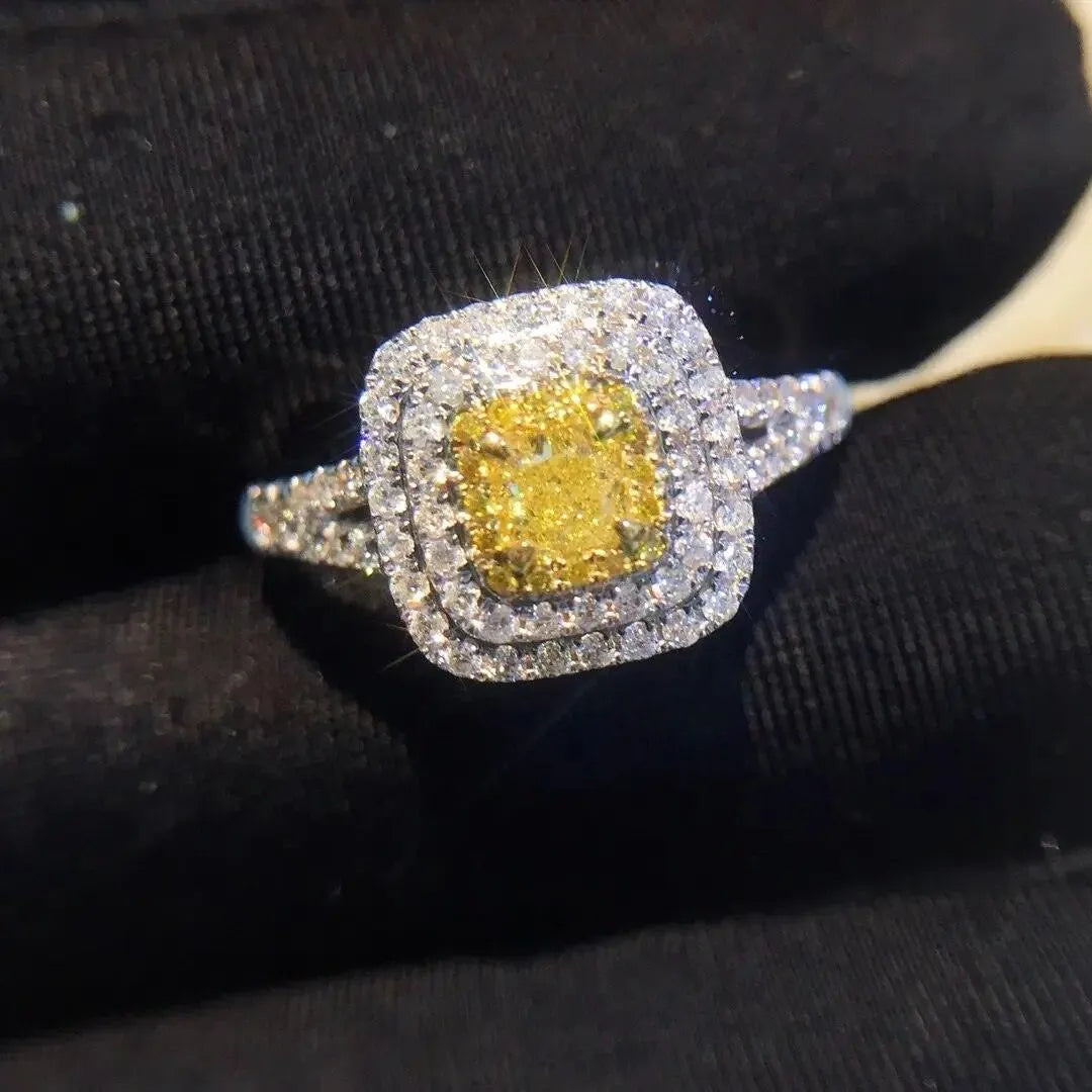 18K Gold Diamond Ring for Women - Natural Gemstone Engagement & Wedding Band - Classic Elegant Fine Jewelry for Party, Anniversary & Special Occasions - 2023 Trending Collection