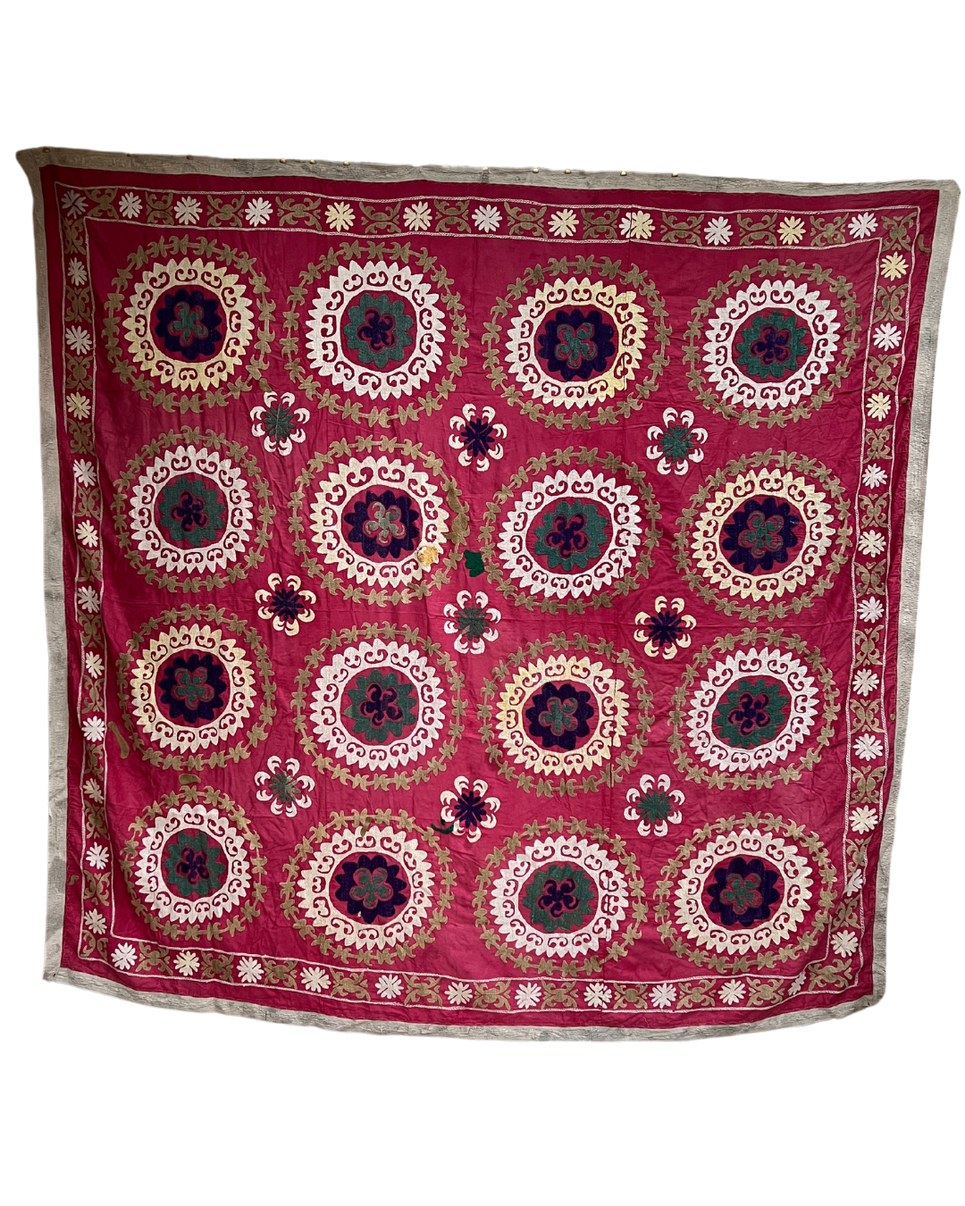 Extra Large Suzani 09 - Handmade Bohemian Style Cotton Throw Blanket - Perfect for Sofa, Bed & Home Decor