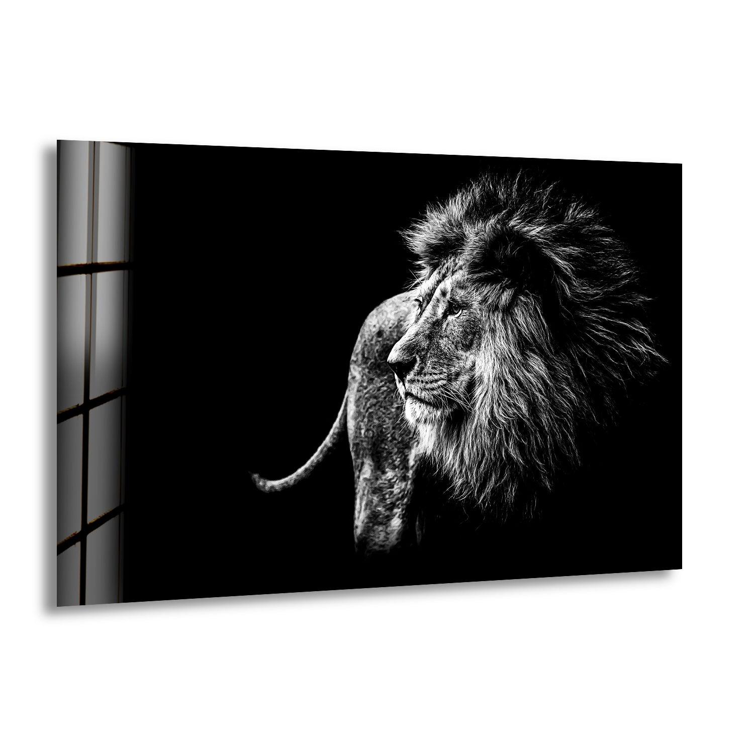 Black and White Wild Animal Glass Wall Art - Elegant Home Decor for Living Room, Bedroom & Office - Perfect for Nature Lovers & Safari Theme Interiors