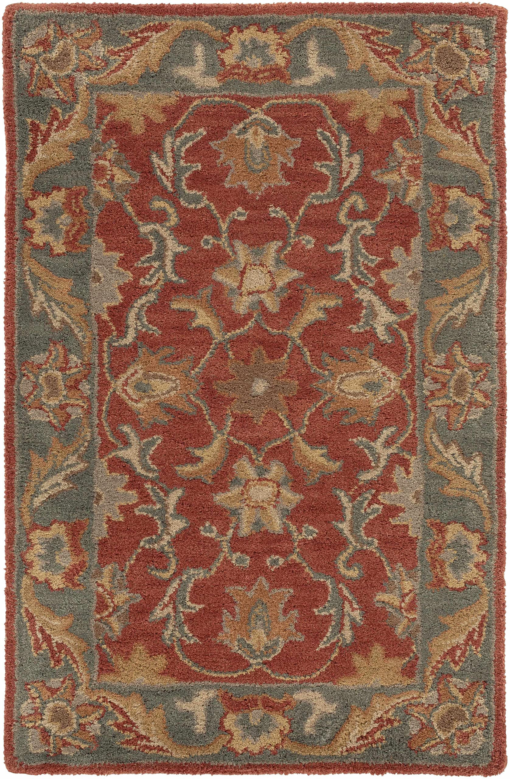 Premium Hauteloom Charlottesville Wool Area Rug 10' x 14' - Traditional Brown Gray Red Handmade Rug for Living Room Bedroom - Soft Durable Home Decor for Cozy Spaces
