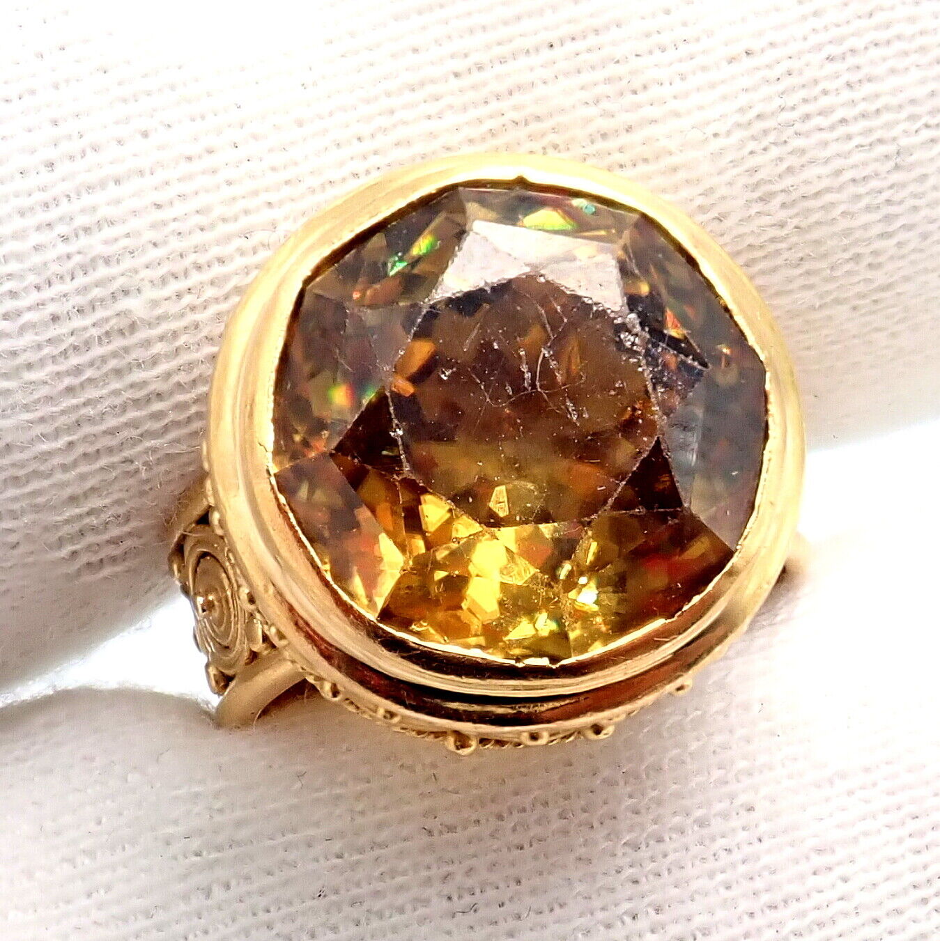 Vintage Carolyn Tyler 22k Yellow Gold Seven Seas Large Citrine Ring - Elegant Statement Jewelry for Women, Perfect for Weddings, Parties & Special Occasions