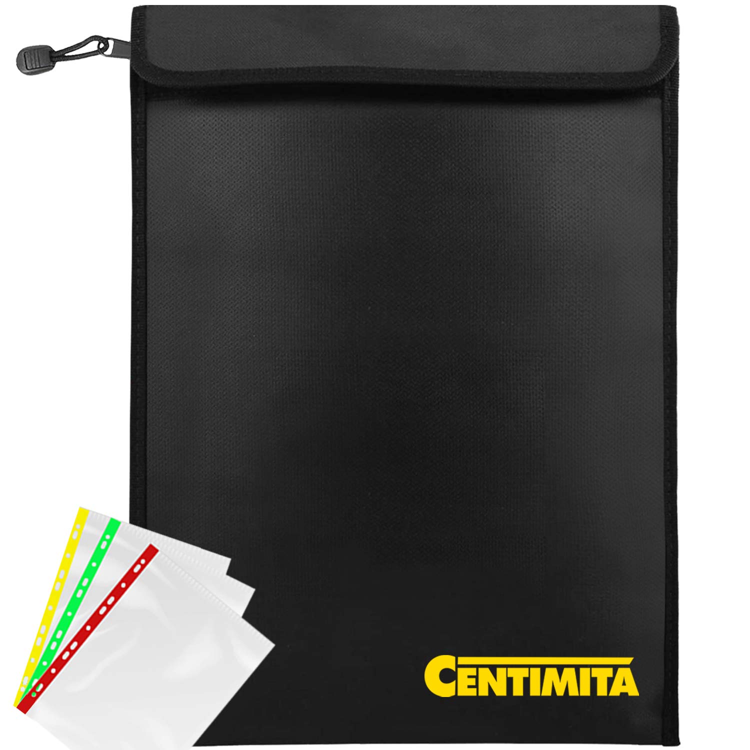 Fireproof Document Bag Waterproof Safe Folder - 2000℉ Fireproof Money Bag with Zipper & 3 Document Protectors, 15”x11” Fireproof/Waterproof Safe Pouch for Important Documents, Cash, Passports & Certificates - Ideal for Home, Office, Travel & Emergency Preparedness