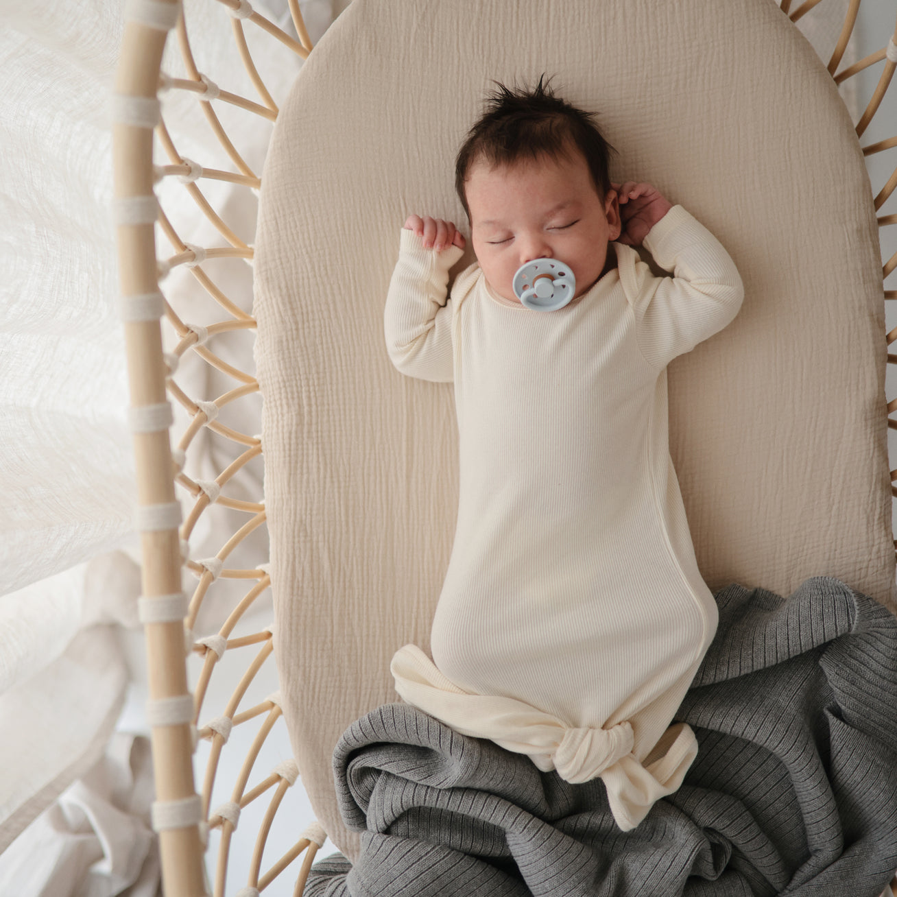 Mushie Knitted Ribbed Baby Blanket - Soft Organic Cotton Newborn Swaddle Blanket for Boys & Girls - Perfect for Nursery, Stroller, Car Seat & Photo Shoots