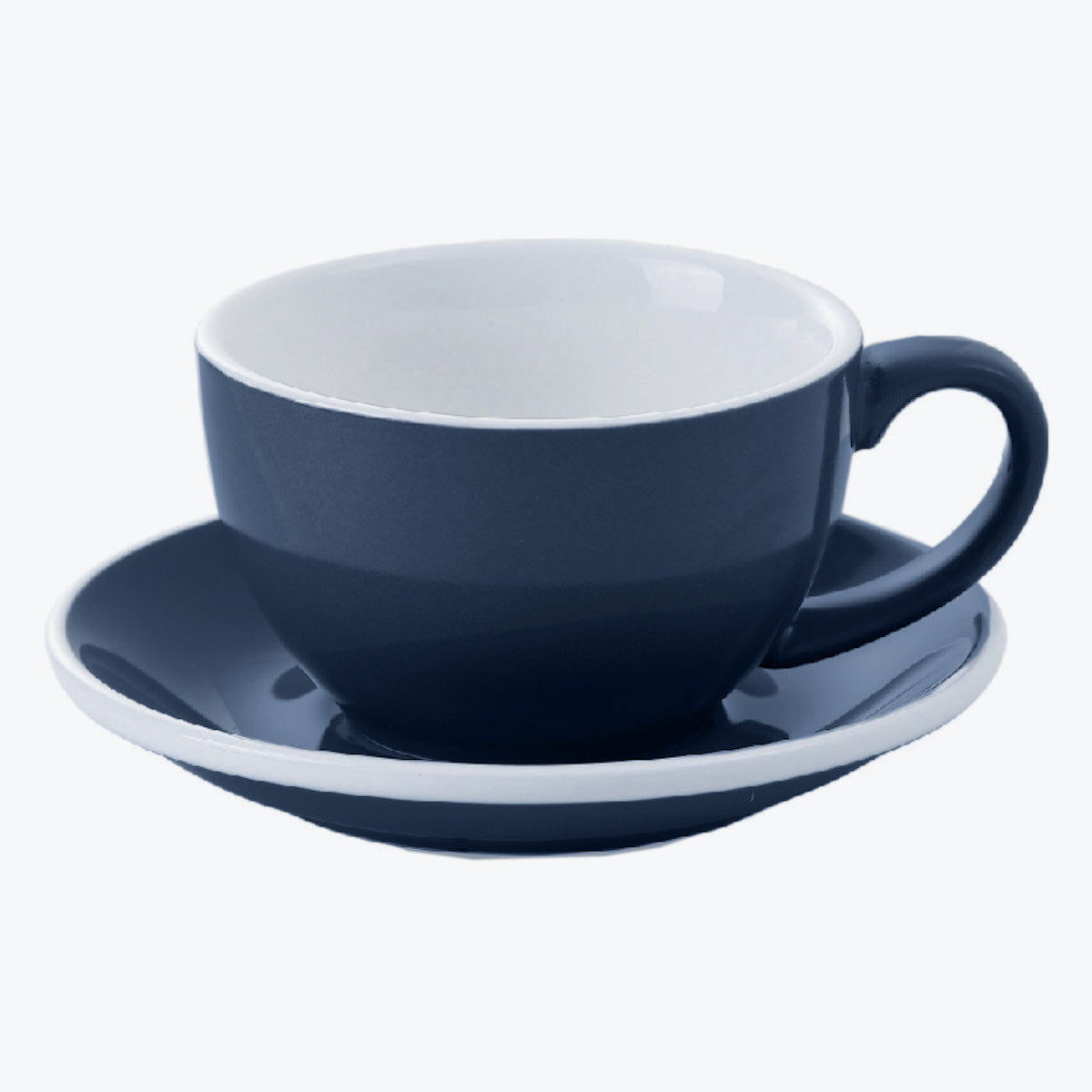 Premium I.XXI Ceramic Latte Mug with Saucer - 350ml Navy Blue Coffee Cup - Perfect for Home, Office & Cafe Use