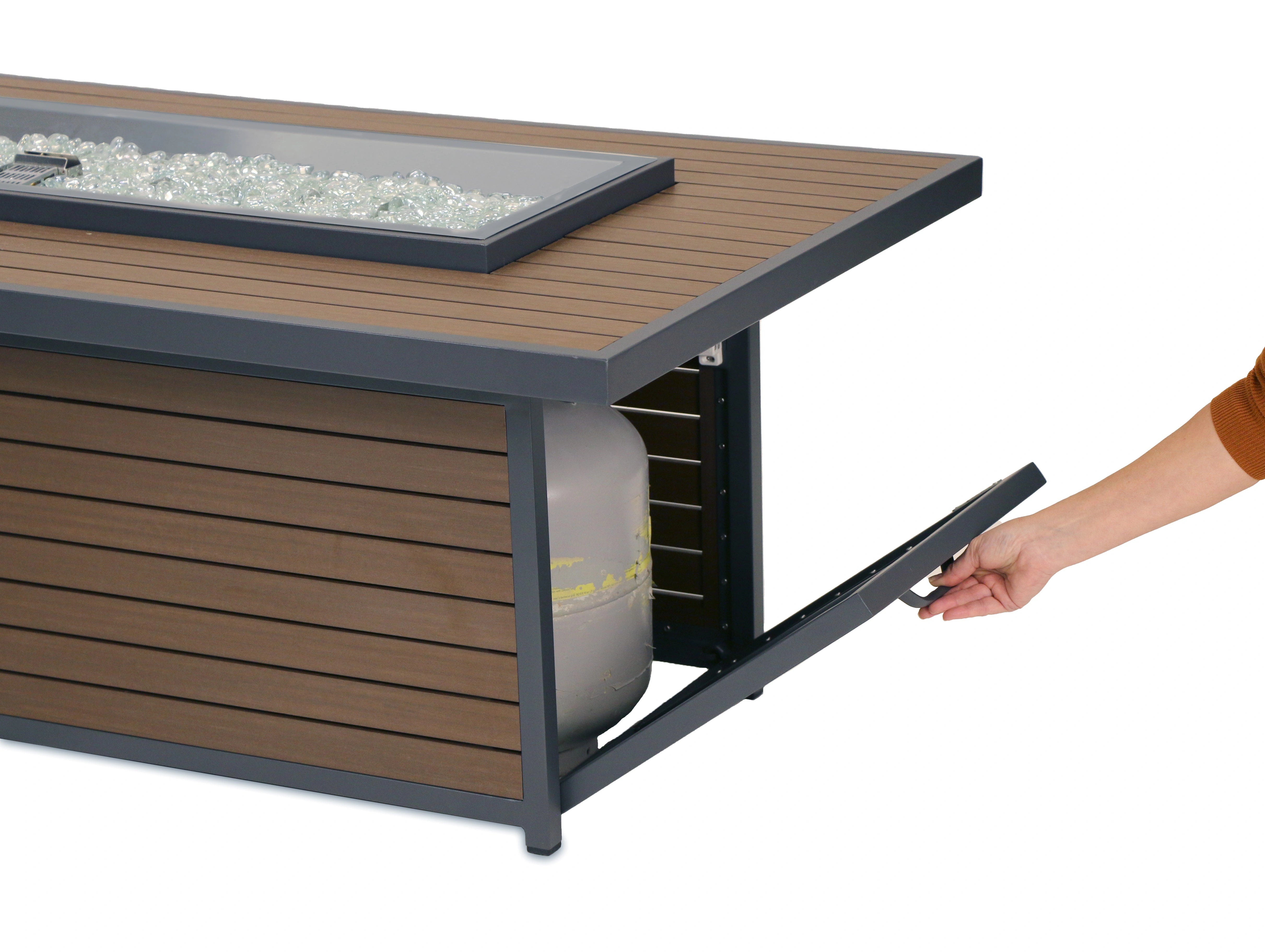Kenwood Linear Gas Fire Pit Table - Outdoor Patio Heater with Modern Design for Backyard, Deck & Garden Gatherings