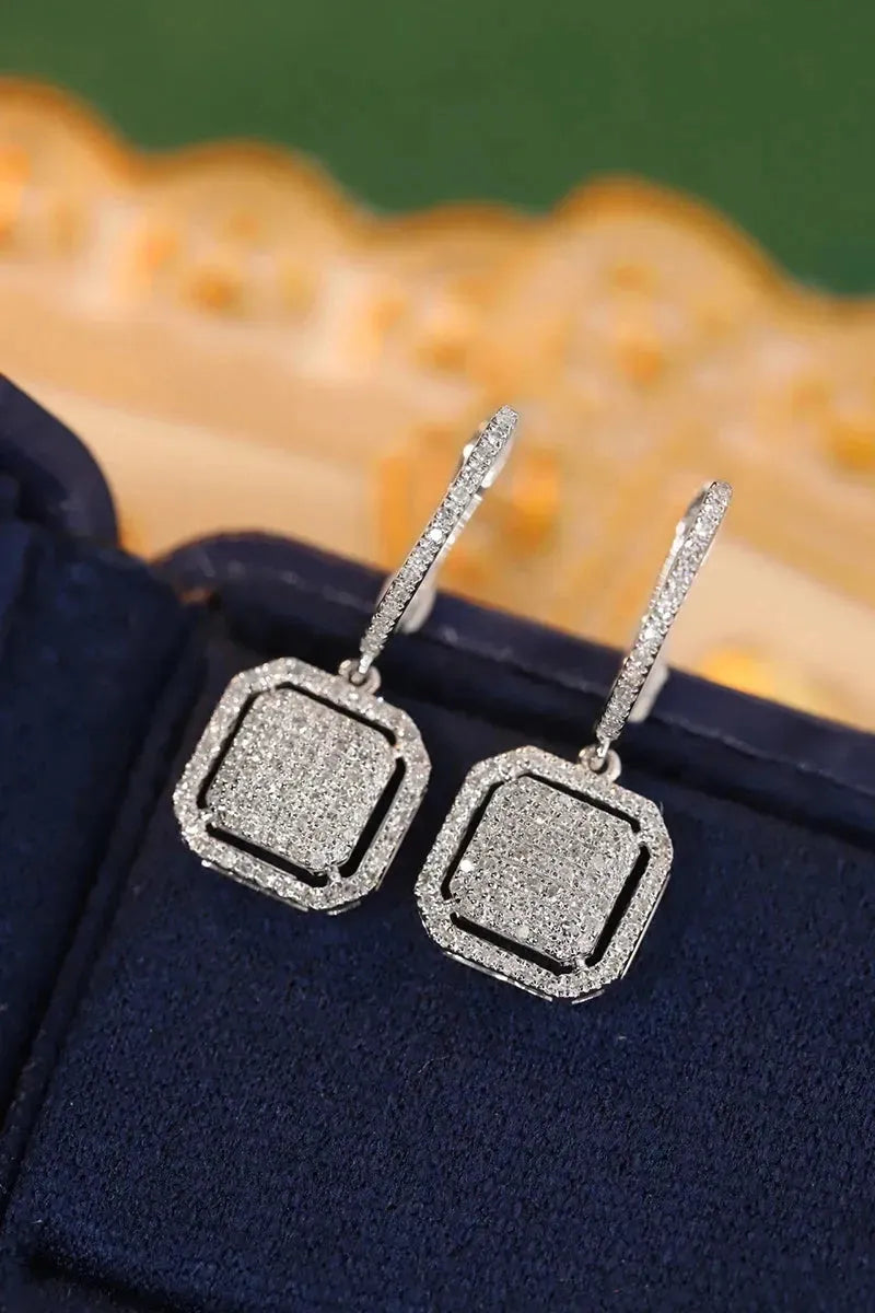 18K White Gold 0.50 Carat Natural Diamond Hoop Earrings for Women - Square Wedding Jewelry Set, Perfect for Bridal, Anniversary & Special Occasion Gifts