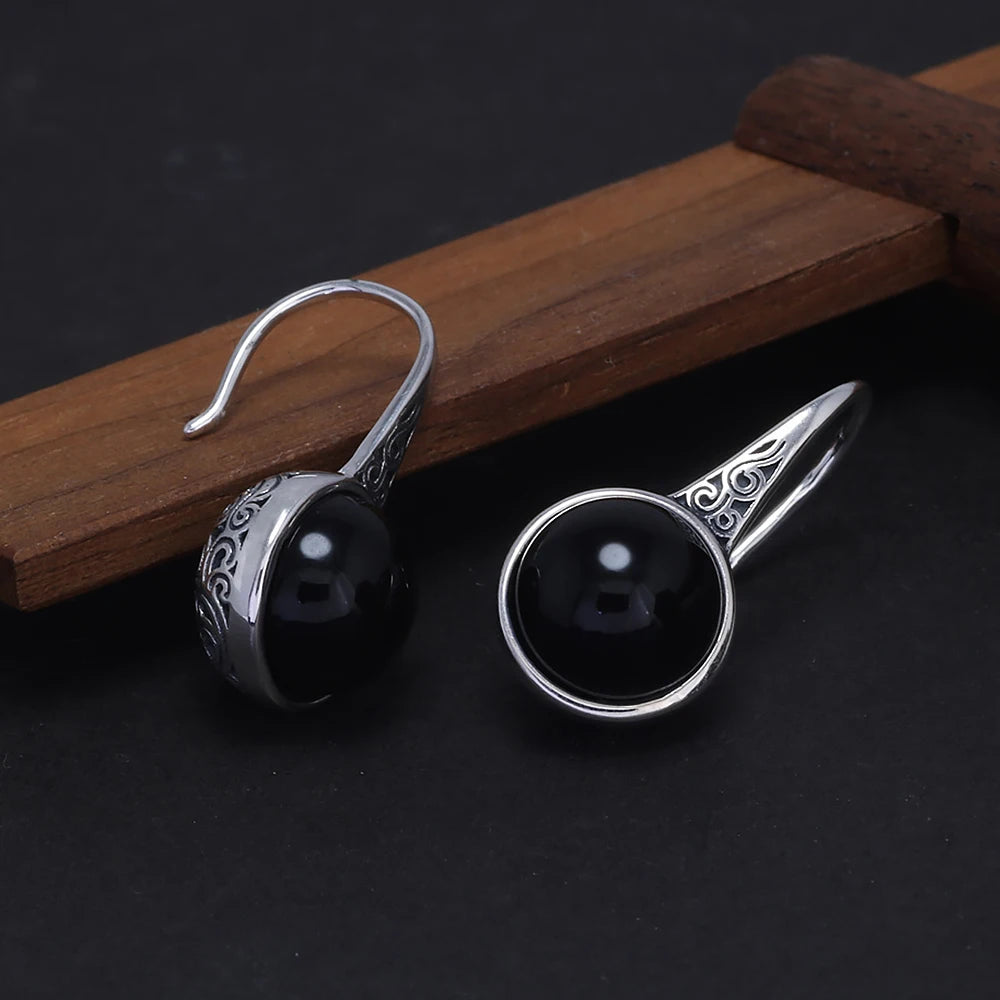 Dark Serenity Earrings - Elegant Gothic Dangle Earrings for Women, Sterling Silver Gothic Jewelry, Perfect for Halloween, Parties & Night Out