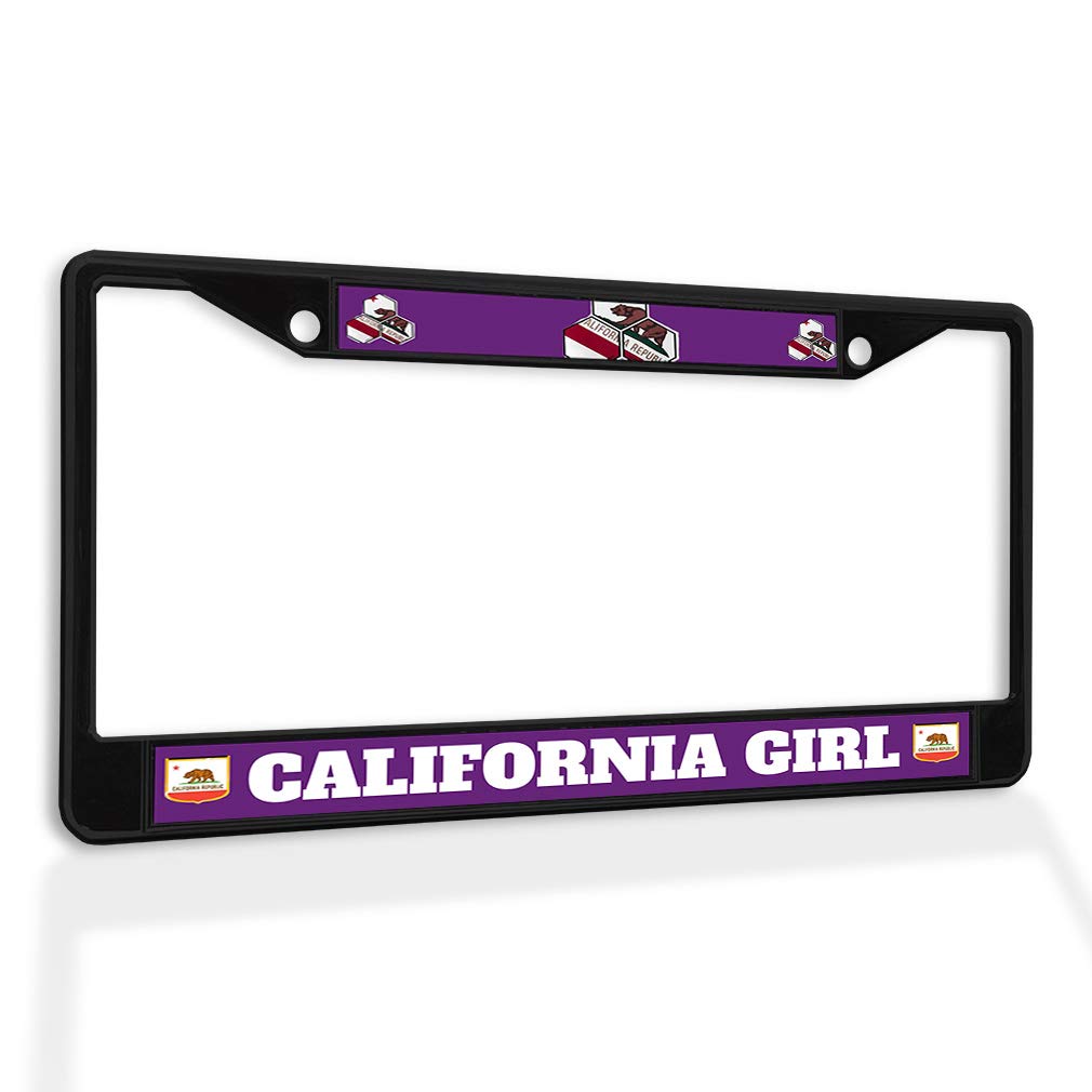 California Girl Metal License Plate Frame - Black Weatherproof Solid Insert with 2 Holes | Durable Car Accessories for Cars, Trucks & SUVs | Perfect for California Residents & Car Enthusiasts