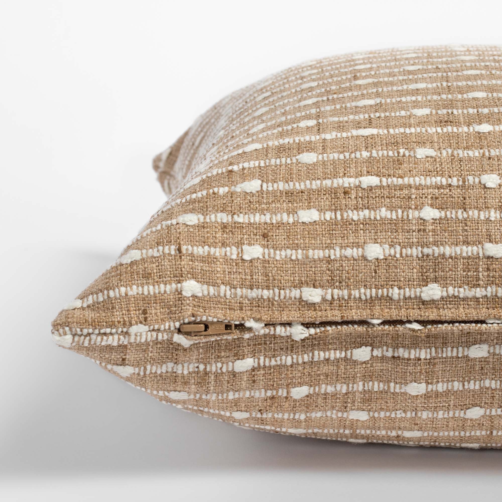 Arren Stripe 20x20 Burlap Pillow Cover - Decorative Square Throw Pillow for Sofa, Bed & Home Decor