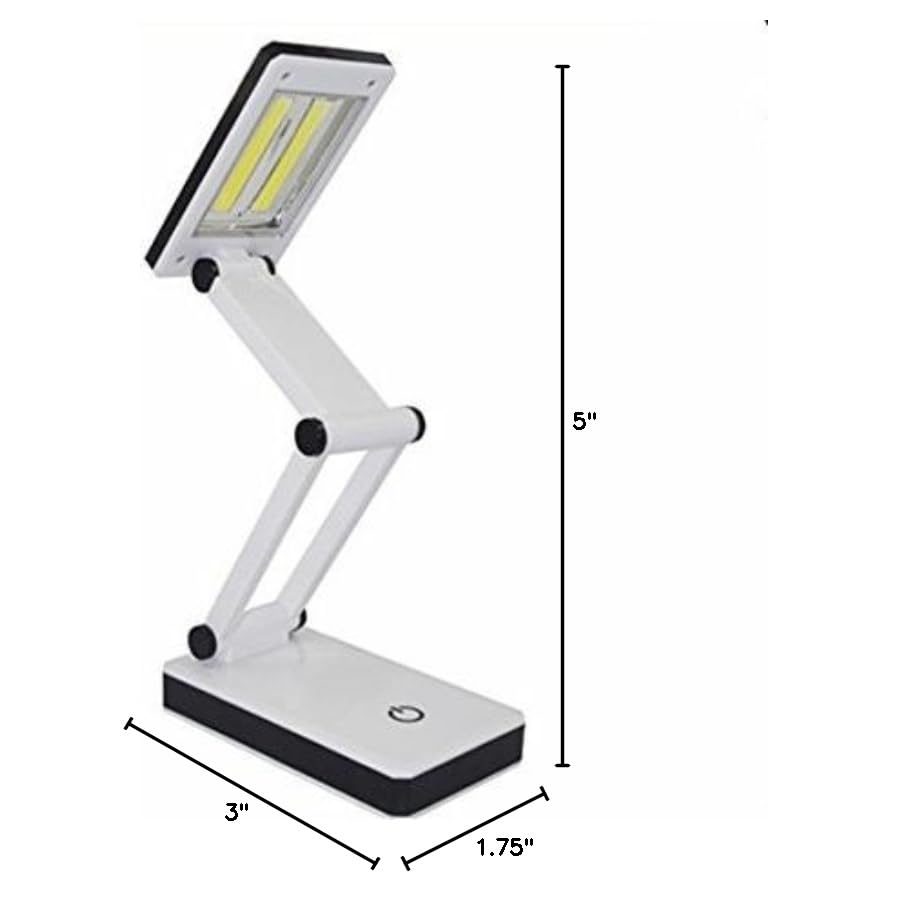 Super Bright COB LED Portable Desk Lamp - Foldable Travel Lamp with Touch Control, 3 Adjustable Brightness Levels, USB/Battery Powered - Perfect for Home Office, Reading, Camping & Travel