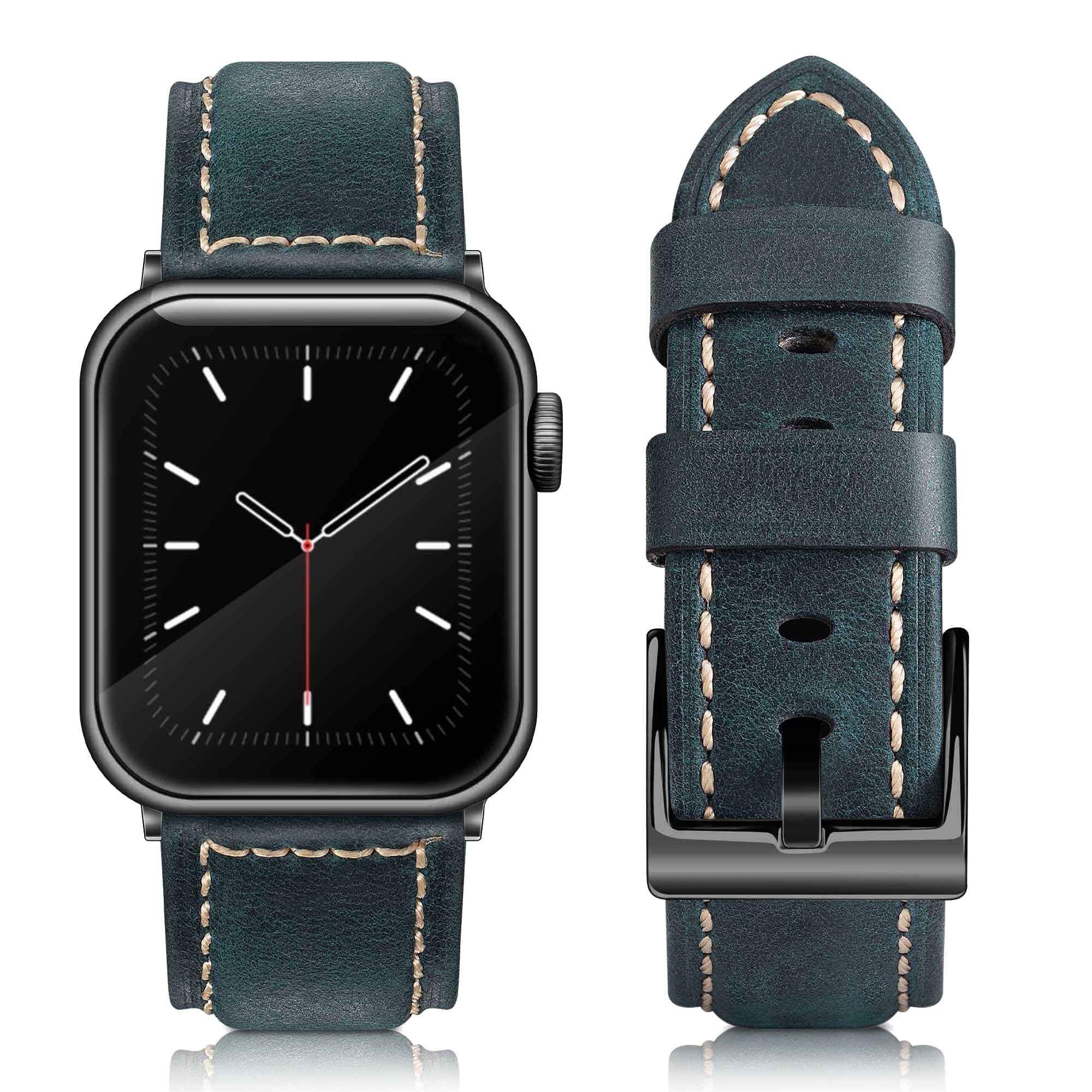 MONDISOLT Vintage Leather Apple Watch Band - Compatible with 38mm 40mm 41mm 42mm 44mm 45mm 49mm - Replacement Strap for Series Ultra 8 7 6 5 SE 4 3 2 1 - Retro Sports Loop for Men & Women - Perfect for Workouts, Office & Casual Wear