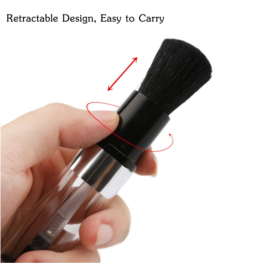 Refillable Powder Brush with Spray Applicator - Travel Blush & Contour Kit for Flawless Makeup (Black)