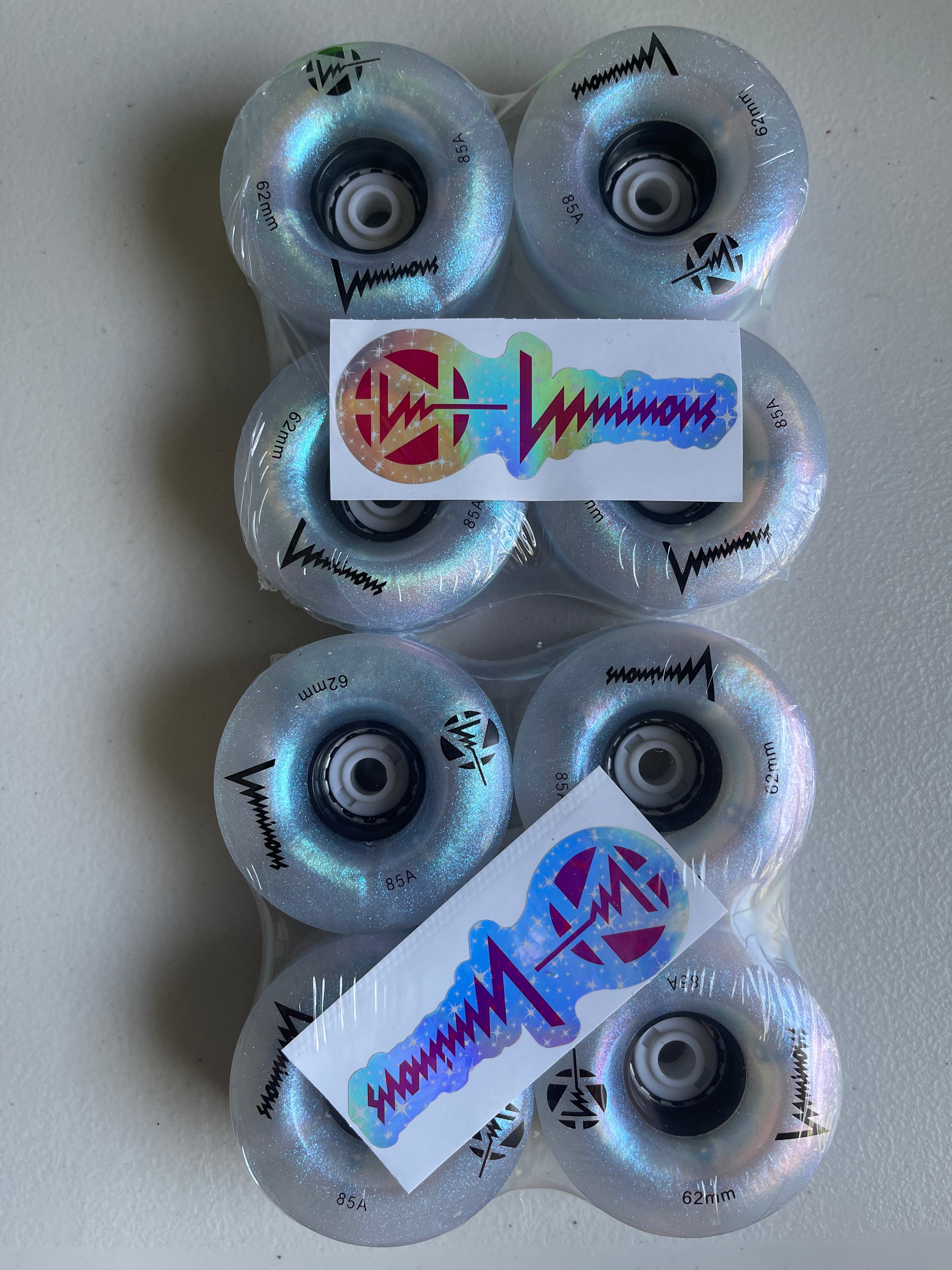 Luminous LED Hybrid Skateboard Wheels 85a - 4 Pack for Indoor & Outdoor Skating, Night Riding, and Longboard Cruising