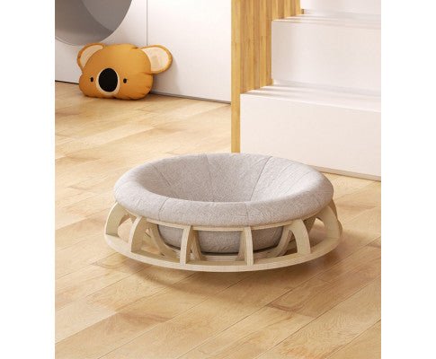 Timber Gyro Cat Bed - Cozy Round Pet Nest for Indoor Cats - Perfect for Lounging, Napping & Relaxing in Living Room or Bedroom