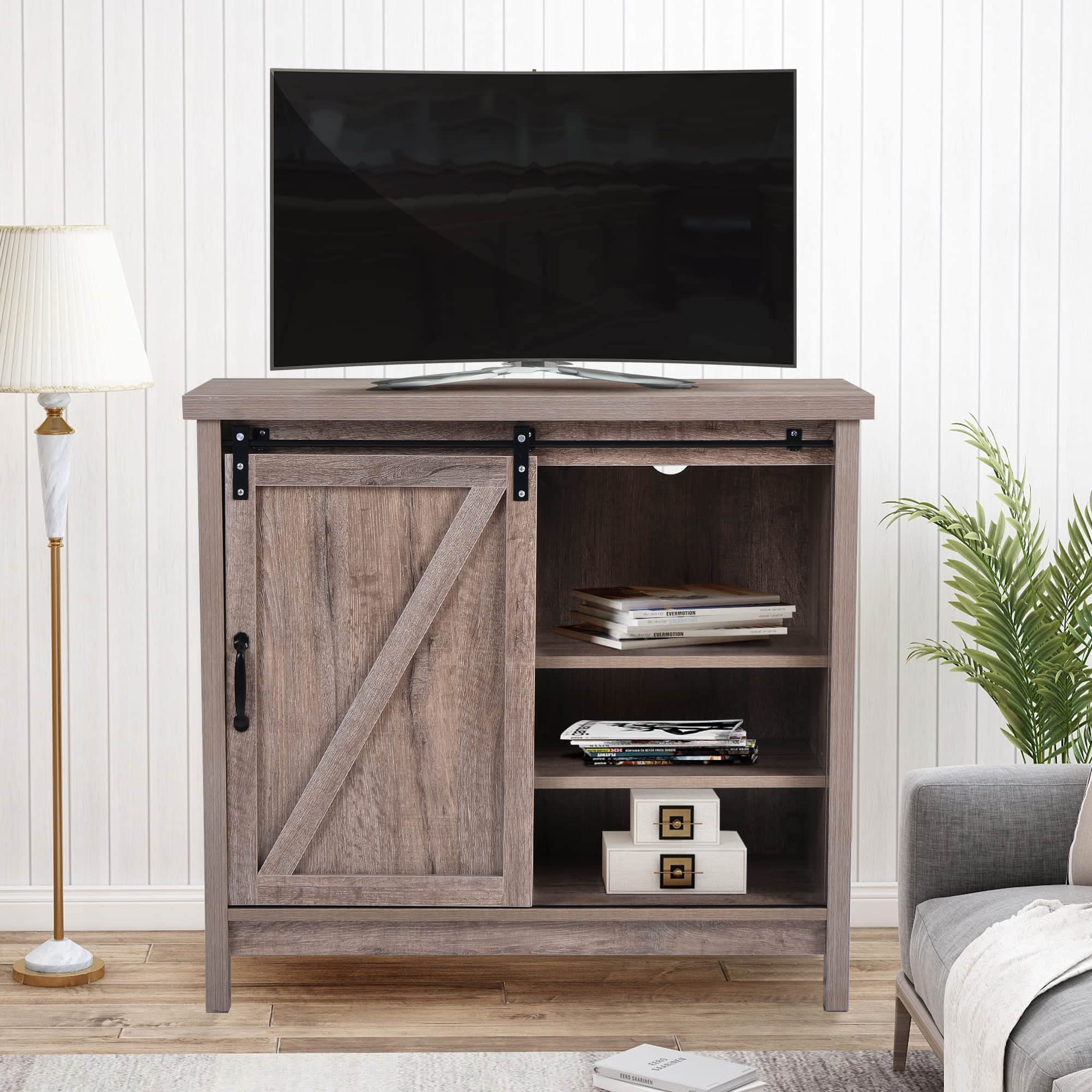 Modern TV Stand with Storage Cabinet - 31.4