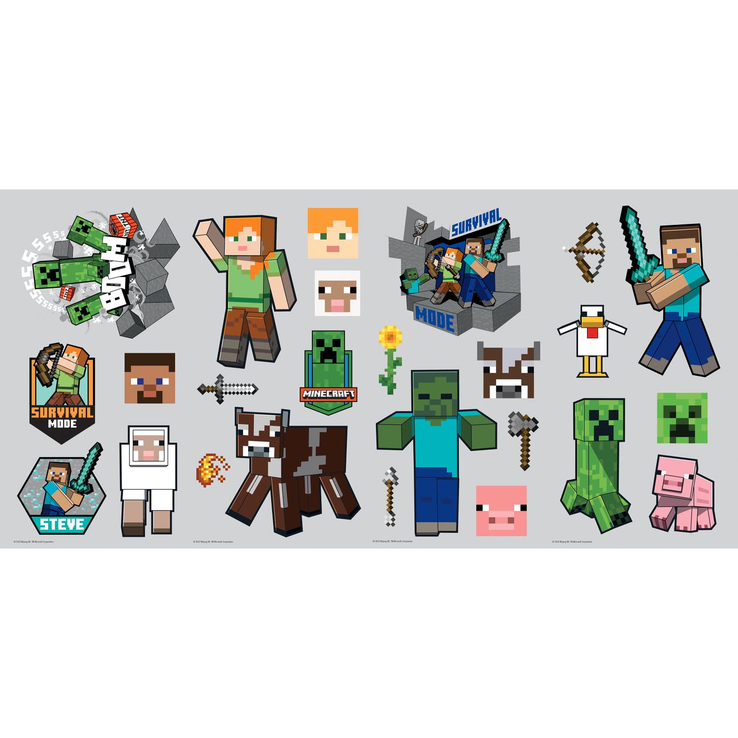 Minecraft Characters Peel and Stick Wall Decals - RoomMates RMK5366SCS - Removable Vinyl Stickers for Kids Bedroom, Game Room & Dorm Decor