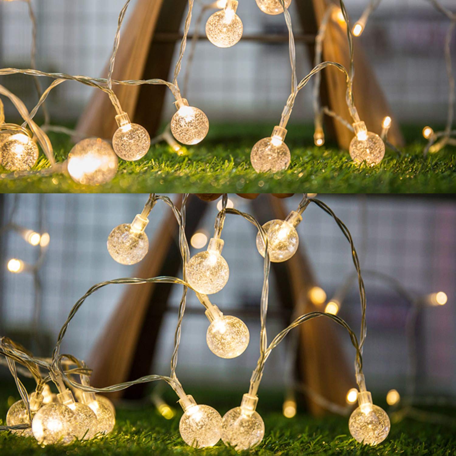 100 LED Globe String Lights 33ft - Waterproof Fairy Lights with Remote Control & Timer, 8 Lighting Modes for Indoor Outdoor Use - Perfect for Bedroom, Garden, Christmas Tree, Wedding, Party Decor (Warm White)