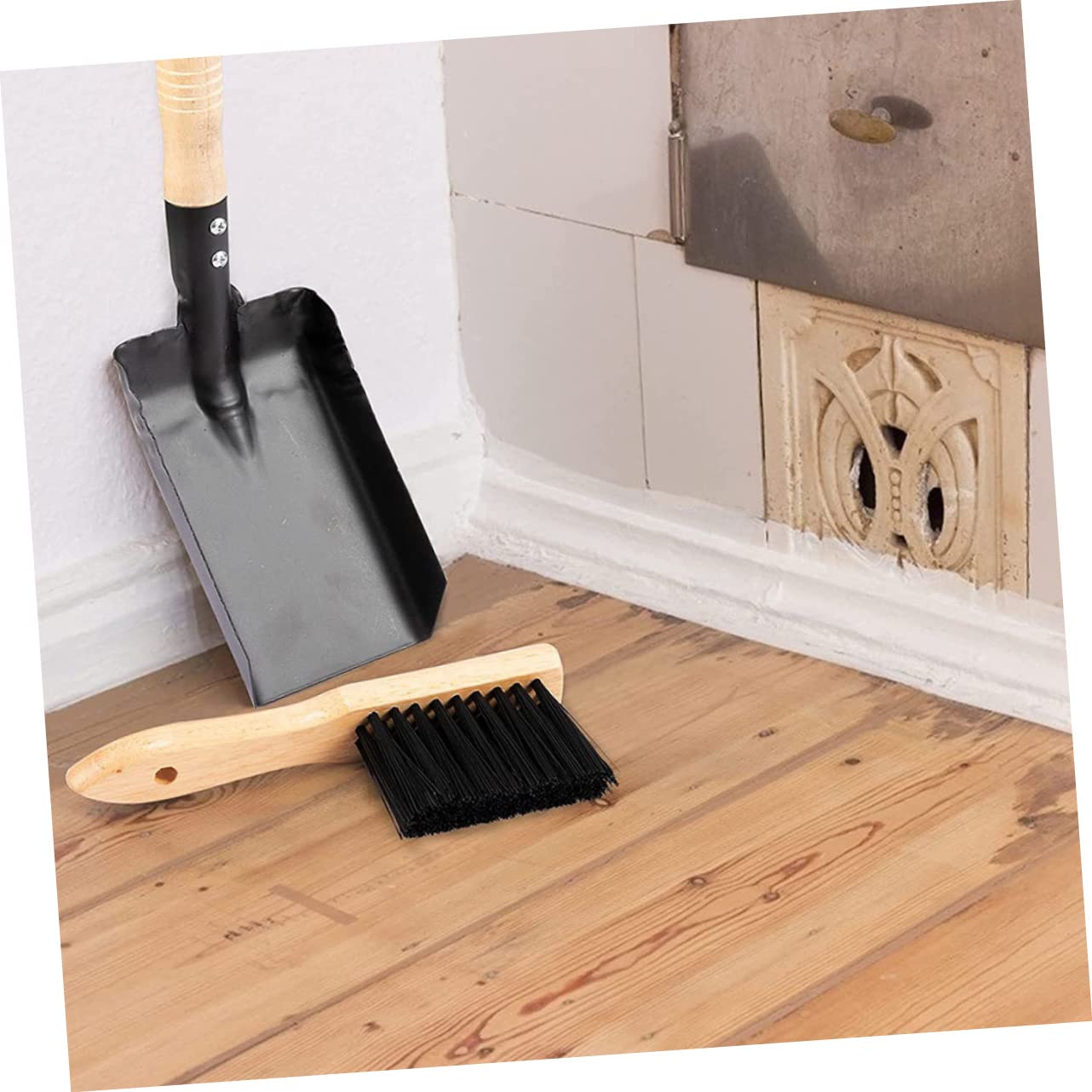 Homoyoyo Fireplace Accessory Kit - 5-Piece Set with Cleaning Broom, Ash Shovel, Duster, Heat-Resistant Gloves & Storage Bag | Essential Tools for Wood Stove, Fire Pit & Hearth Maintenance | Perfect for Indoor/Outdoor Fireplace Cleaning & Ash Removal
