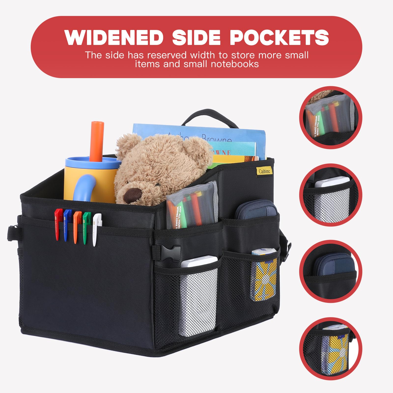 Car Organizer with Detachable Divider & Multi-Pockets - Universal Car Seat Storage Organizer for Front Seat, Backseat & Middle Seat - Perfect for Kids Toys, Snacks & Travel Essentials