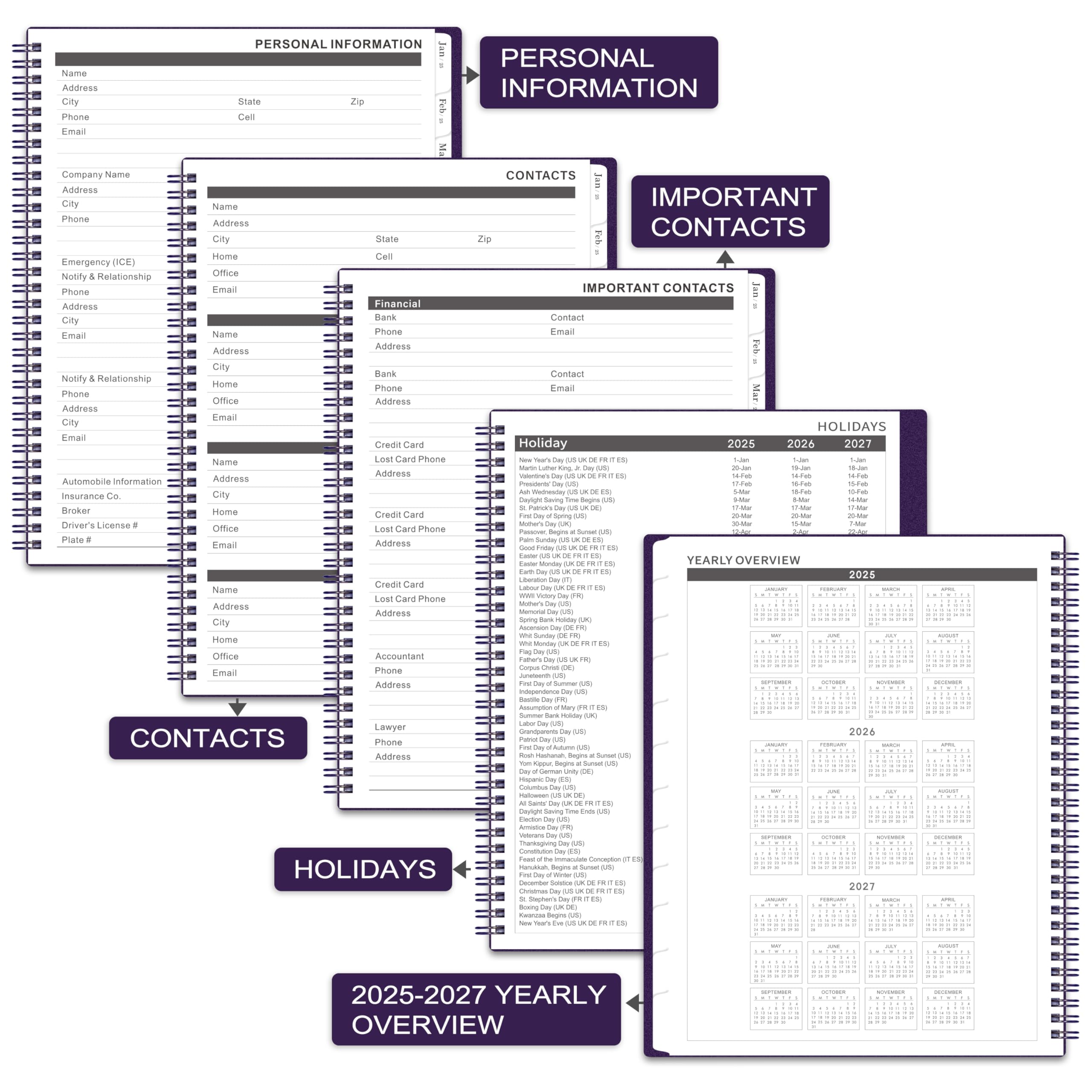 2025-2026 Monthly Planner with Tabs & Inner Pocket | 2-Year Academic & Business Calendar Organizer | Perfect for Students, Professionals & Home Office Use