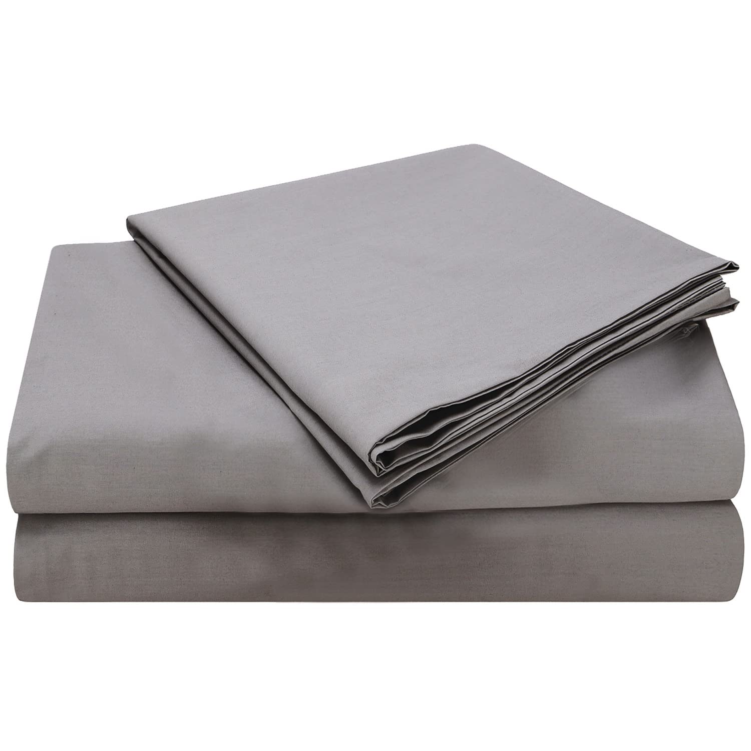 Premium 100% USA PIMA Cotton Sheet Set - 3 Piece Luxury Bedding with Ultra Crisp & Smooth Finish | Deep Pocket Cooling Sheets for Twin Bed | OEKO-TEX Certified (Light Grey) | Perfect for Hot Sleepers & All-Season Comfort