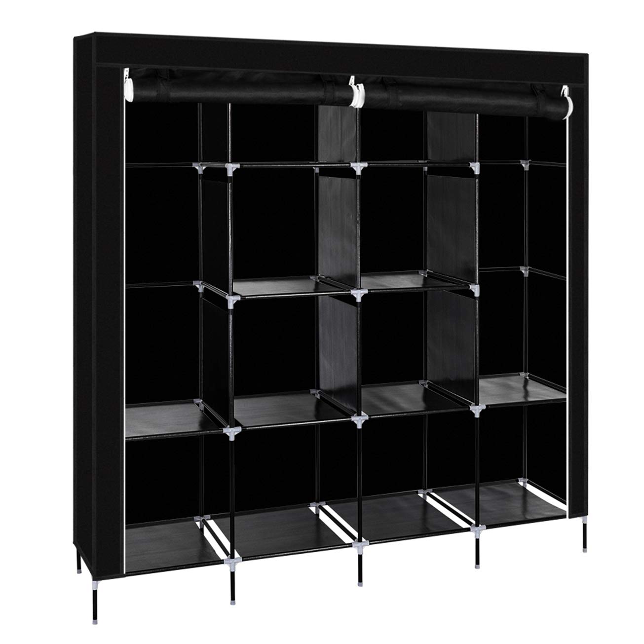 67 Inch Portable Wardrobe Closet Organizer with 12 Shelves & 4 Side Pockets | Heavy Duty Clothes Storage Rack with Protective Cover | Perfect for Bedroom, Dorm, Apartment & Small Space Organization