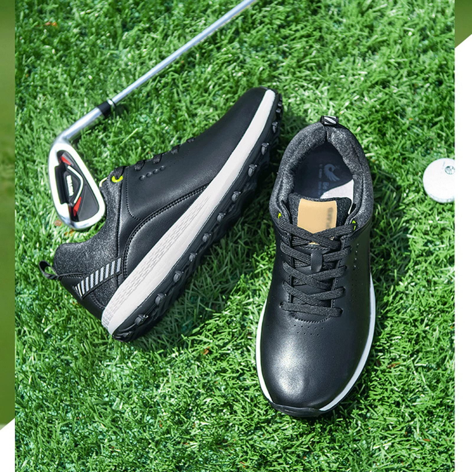 Men's Waterproof Golf Shoes - Lightweight Non-Spike Sneakers for Sports & Leisure (Black, Size 10.5) | Perfect for Golf Course, Walking & Casual Wear